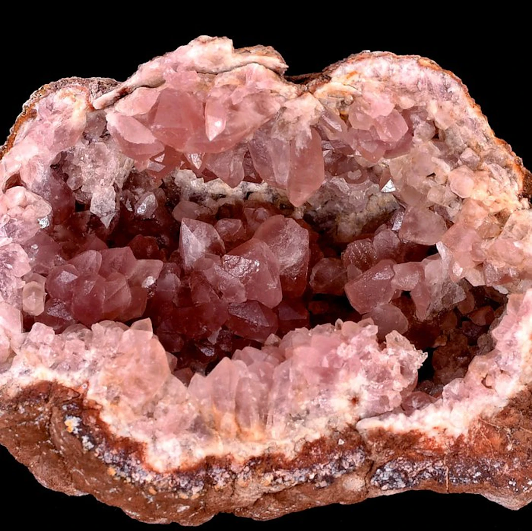 RARE crystallized pink quartz in geode from Argentina...