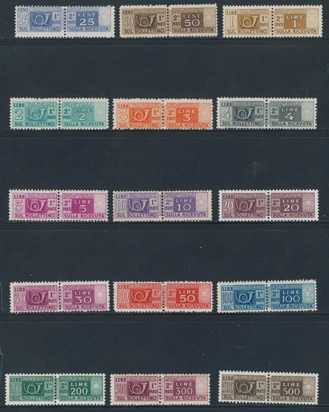 Italian Republic - Postal stamps with wheel watermark
