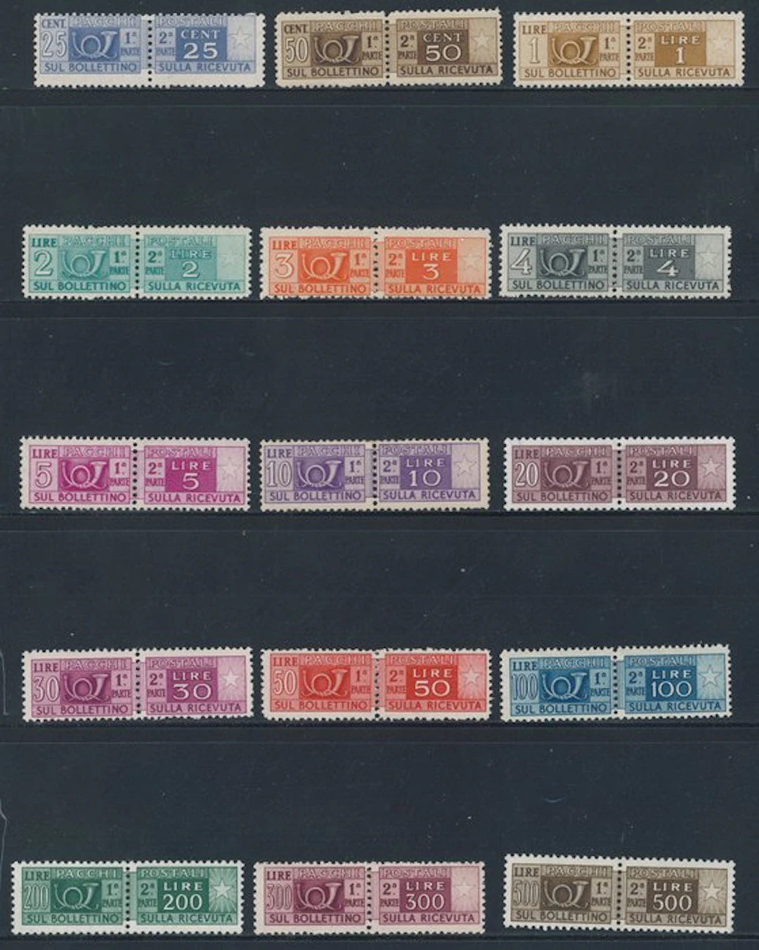 Italian Republic - Postal stamps with wheel watermark