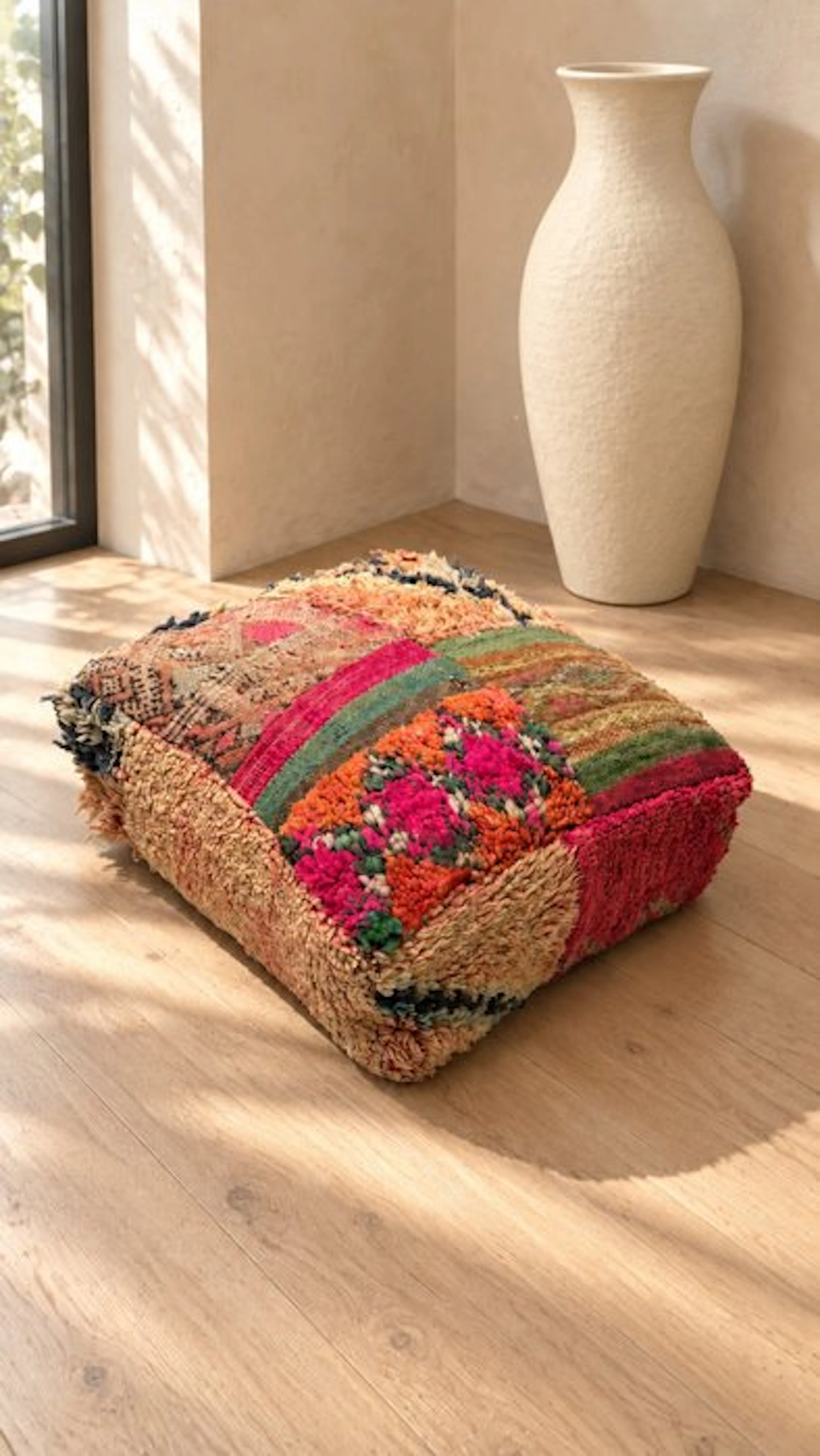 Pouffe - Wool - Vintage Berber pouf