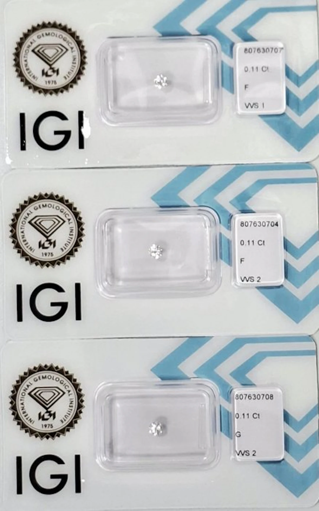 3 pcs Diamond (Natural) - 0.33 ct - Round - F
