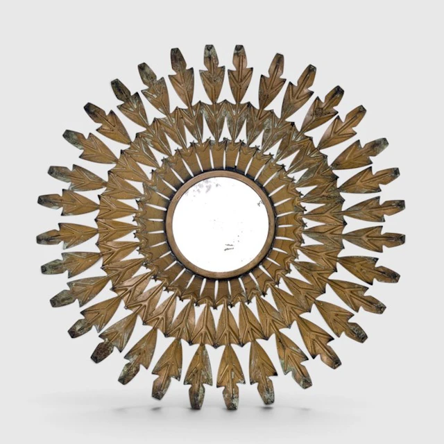 Mirror- Sculptural Leaf Decoration - golden-bronze finish...