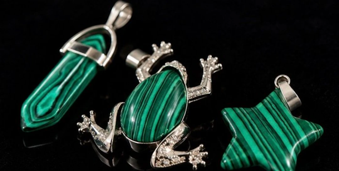 Themed collection - Set of three Malachite Pendants – Assorted Designs