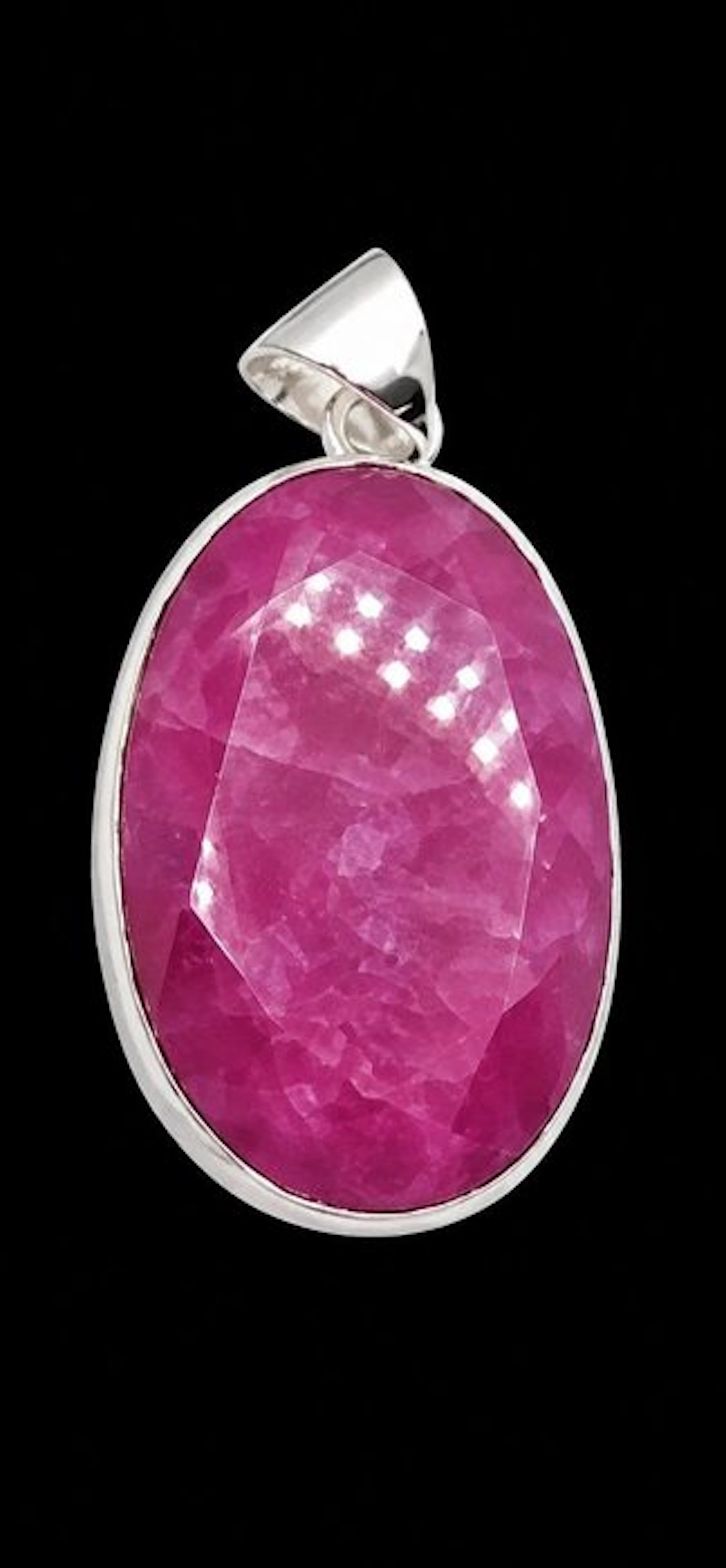 Exquisite Faceted Ruby Pendant - Set in 925 Silver...