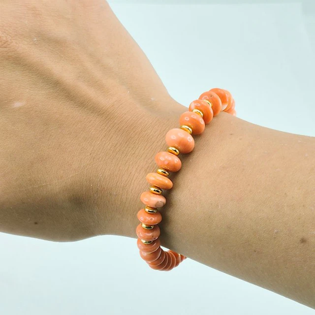 Coral - Silver, Gold-plated - Bracelet - Corallo Cerasuolo