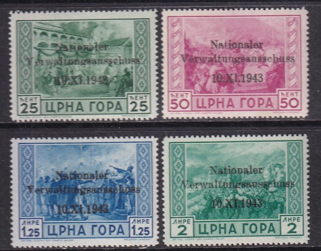 German Reich occupation of Montenegro. 1943 - Overprint issues. - Michel; 10/13