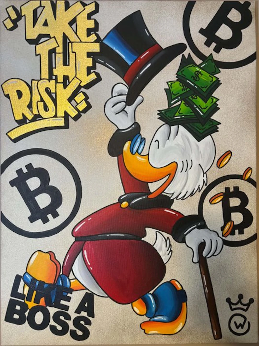 Xavier Van Walsem (1980) - Scrooge mcduck take the risk goldleaf handpainted