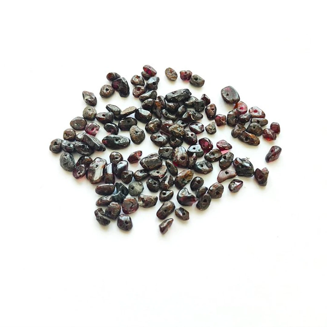 Silk Road, Central Asian Raw Red Garnet XXS Free Form Necklace Beads - 3 mm