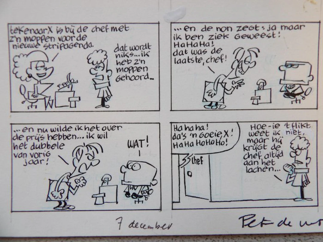 Peter de Wit - origineel strookje " Tekenaar X"...