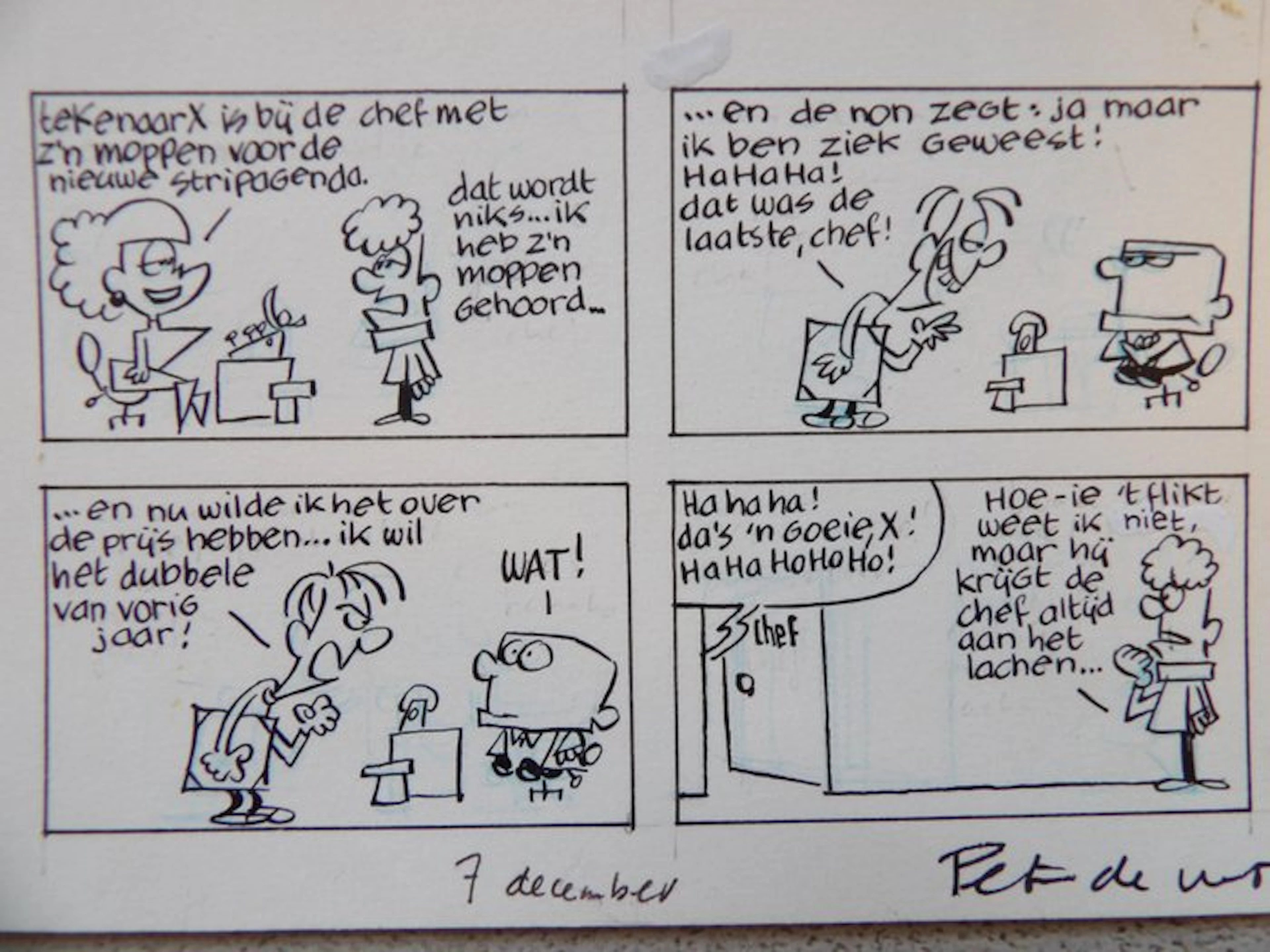 Peter de Wit - origineel strookje " Tekenaar X"...
