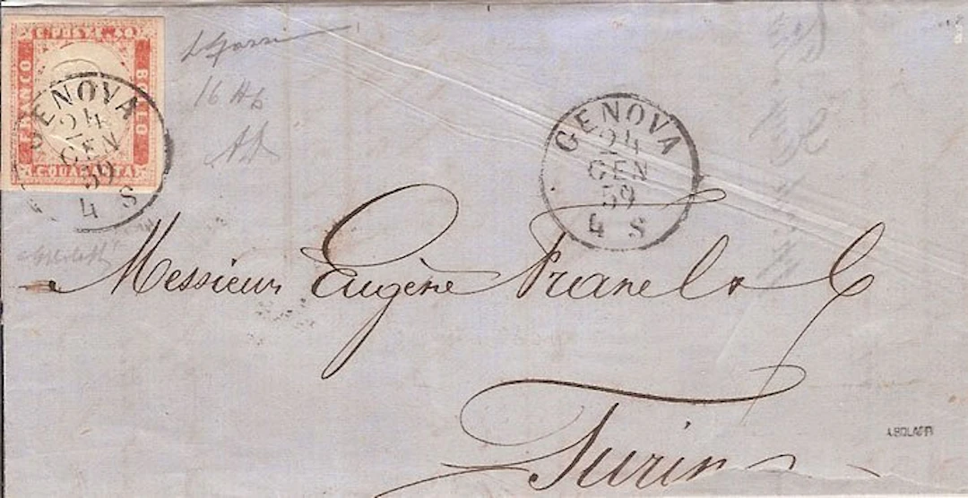 Italian Ancient States - Sardinia 1859 - 40c vermillion