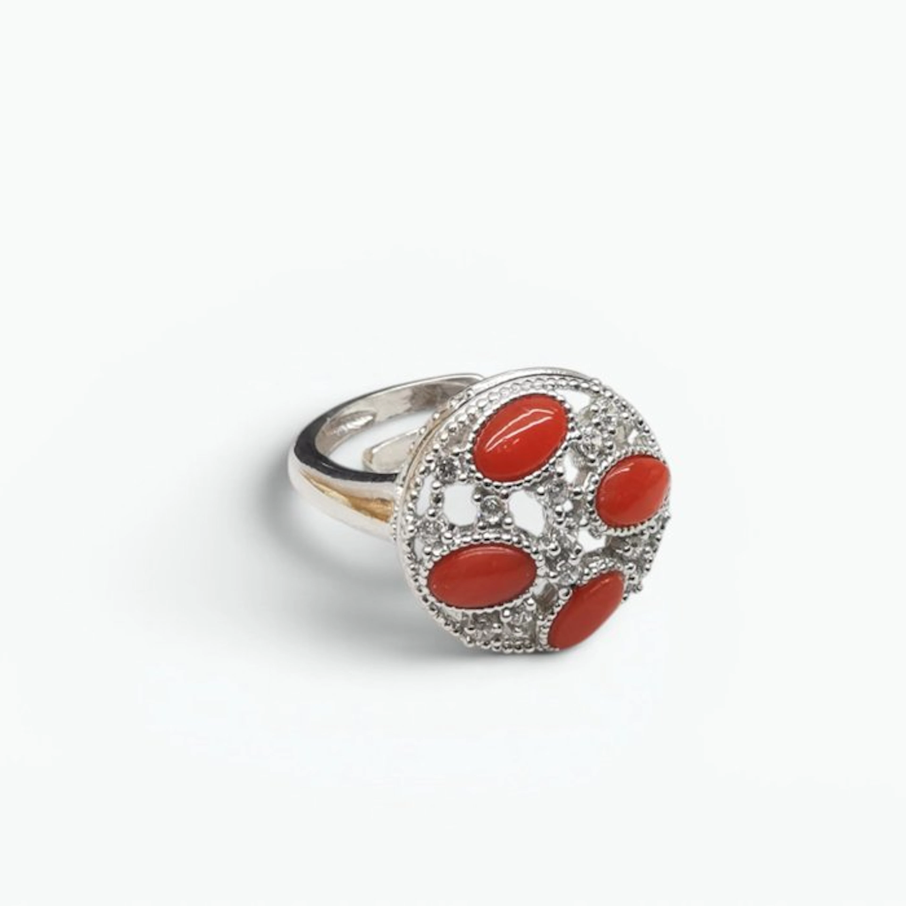 Coral - Sterling Silver 925 - Ring - Italian Craftsmanship