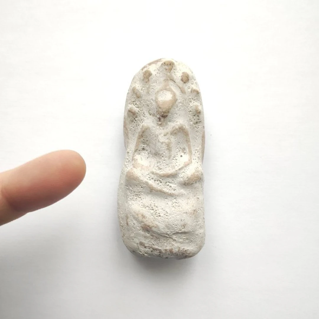 Ancient Indochinese Terracotta Sitting Buddha on Naga...