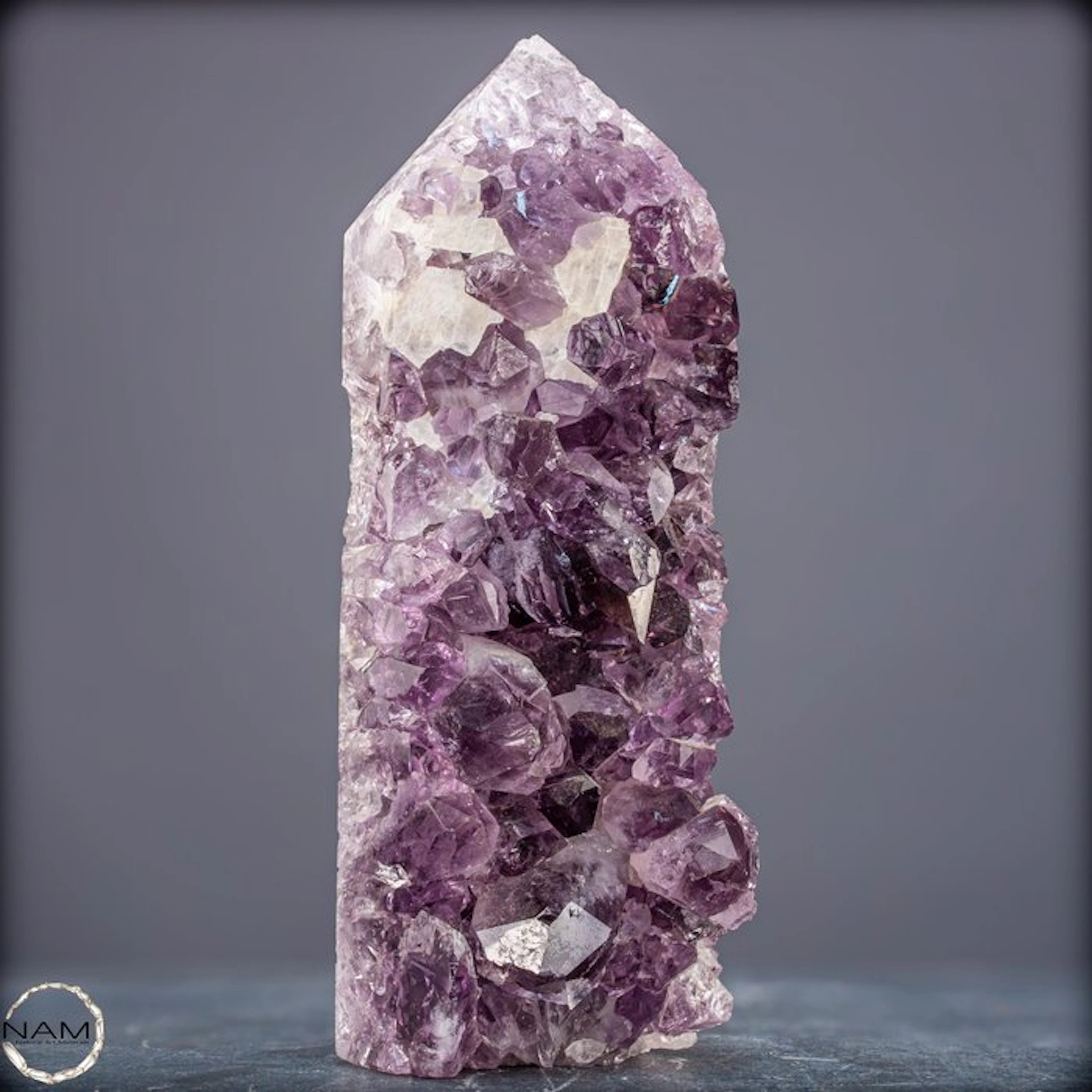 Amethyst Obelisk with Calcite – Crystal Energy in Its...