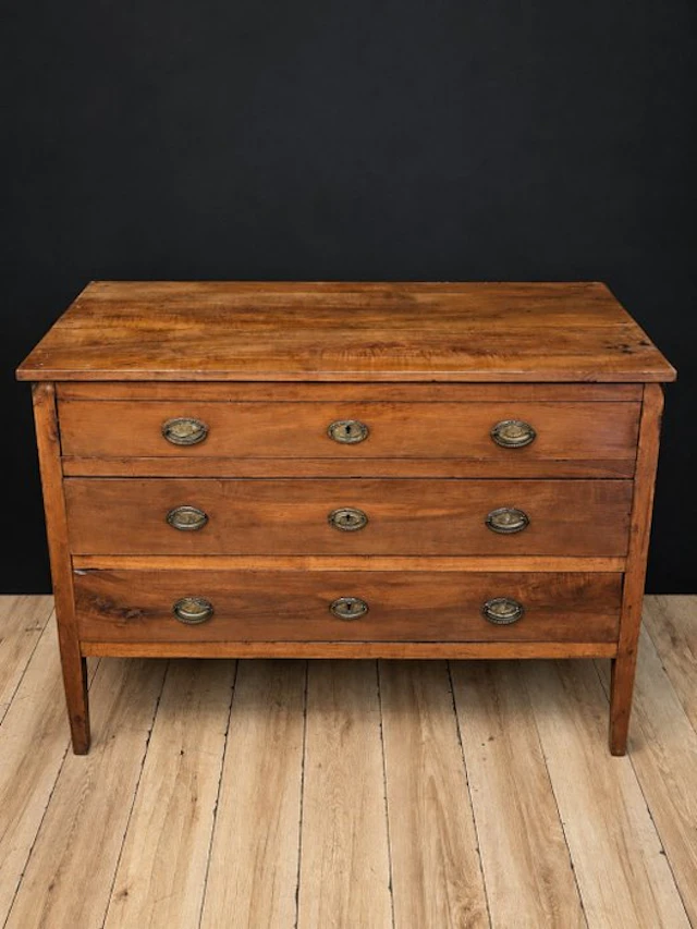 Chest of drawers - Walnut, Bronze - Antique Louis XVI commode