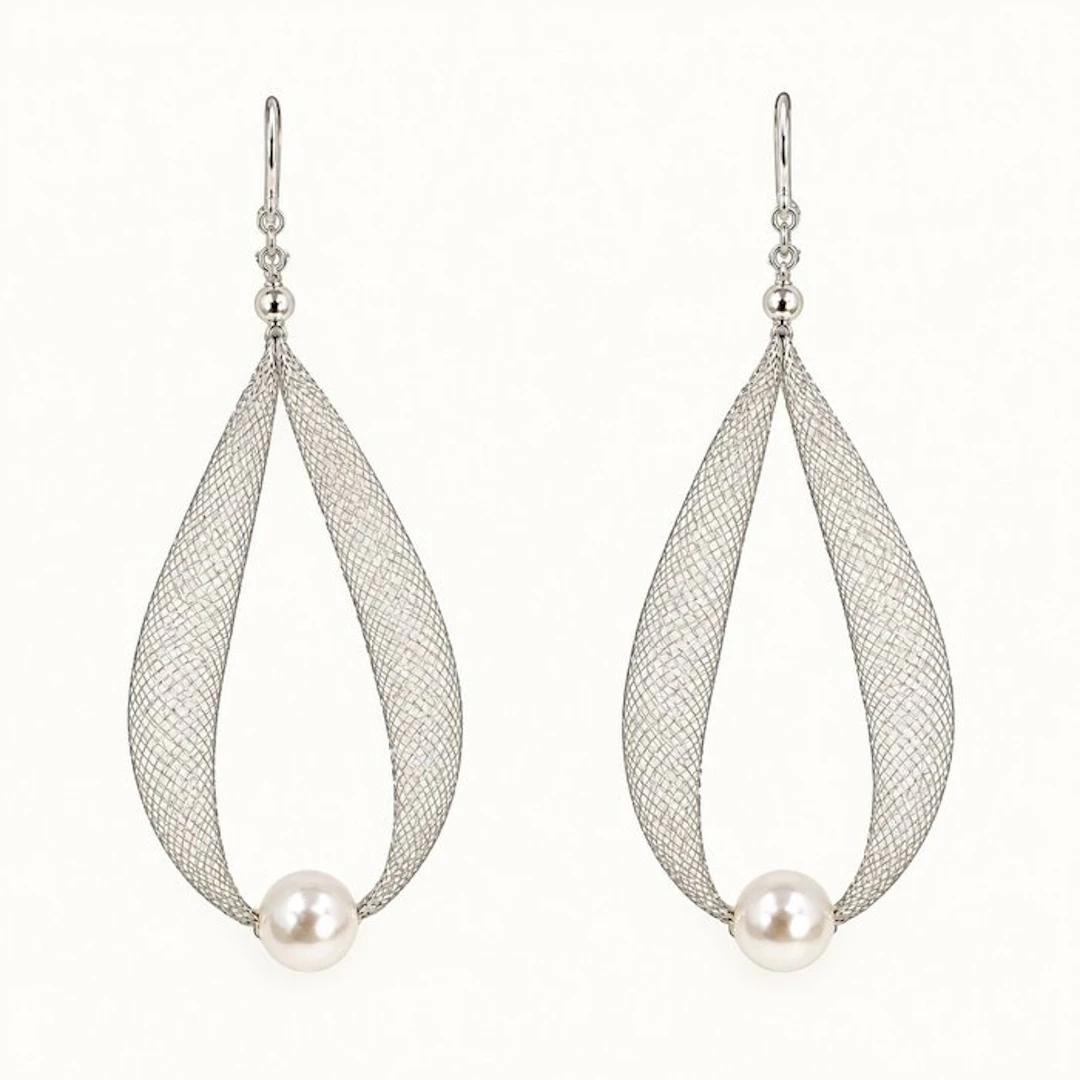 Earrings - 18 kt. White gold - 7mm Akoya Pearls