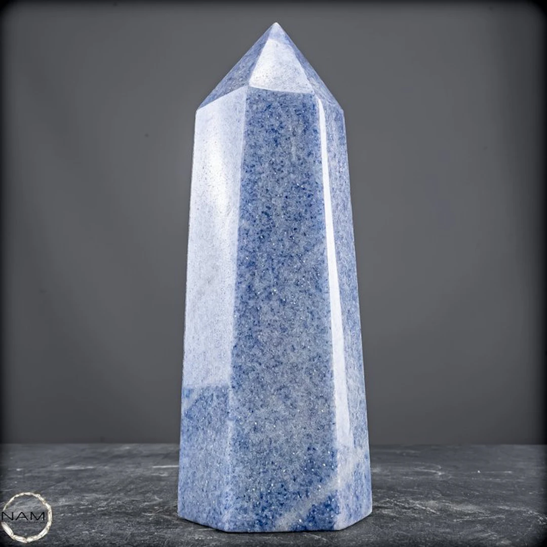 Natural lazulite obelisk from Madagascar – Elegant...