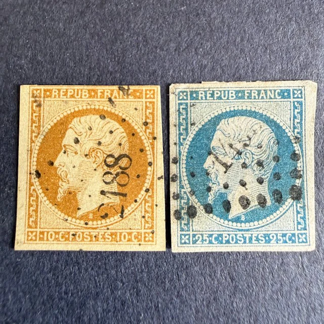 France - Yvert 9 and 10 'Napoléon Présidence' in obliterated condition