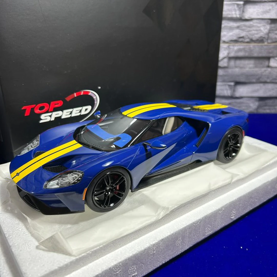 Top Speed 1:18 - Model race car - Ford GT Sunoco Blue Yellow Stripe