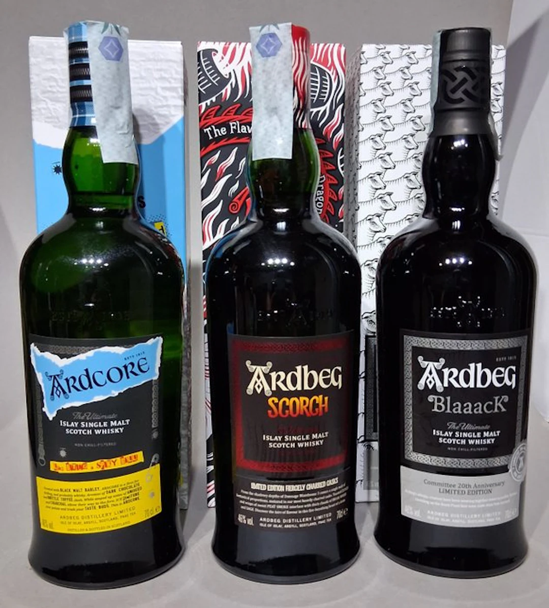 Ardbeg Blaaack - Scorch - Ardcore - 70cl - 3 bottles