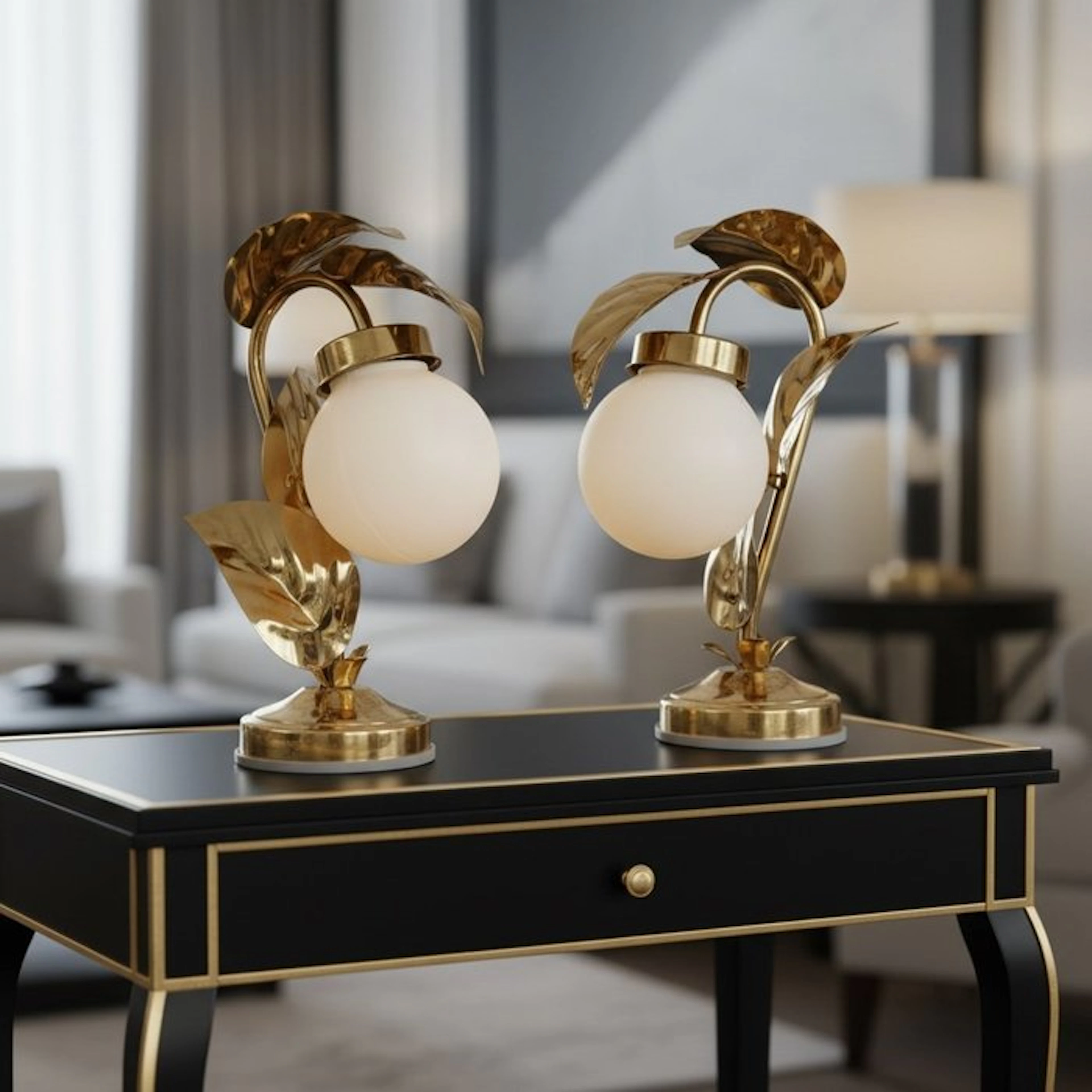 Table lamp (2) - Pair of Mid-Century Hollywood Regency...