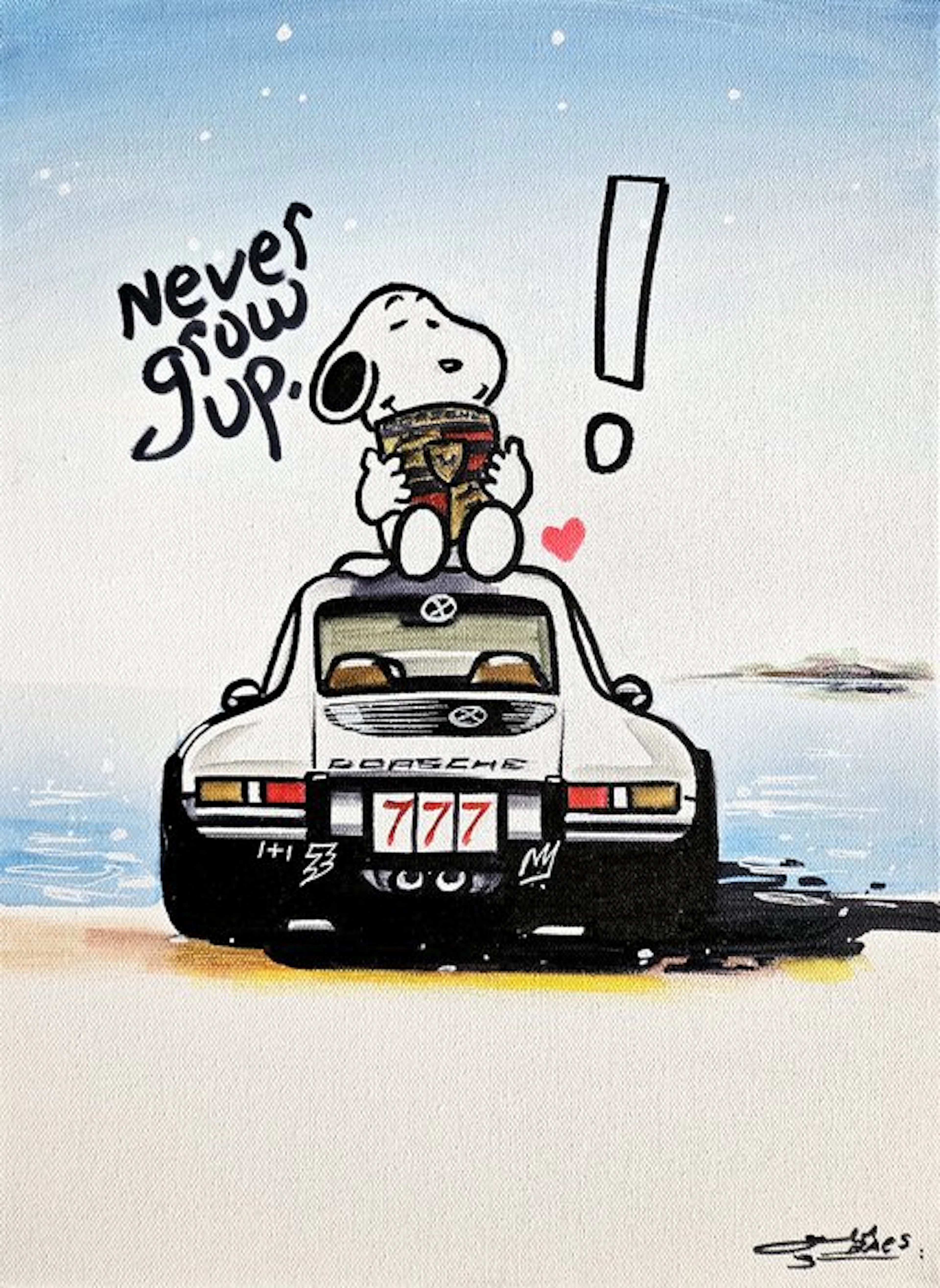 Original Painting - Porsche - Porsche 911 - Snoopy Pop Art - Baes Gerald - 2016