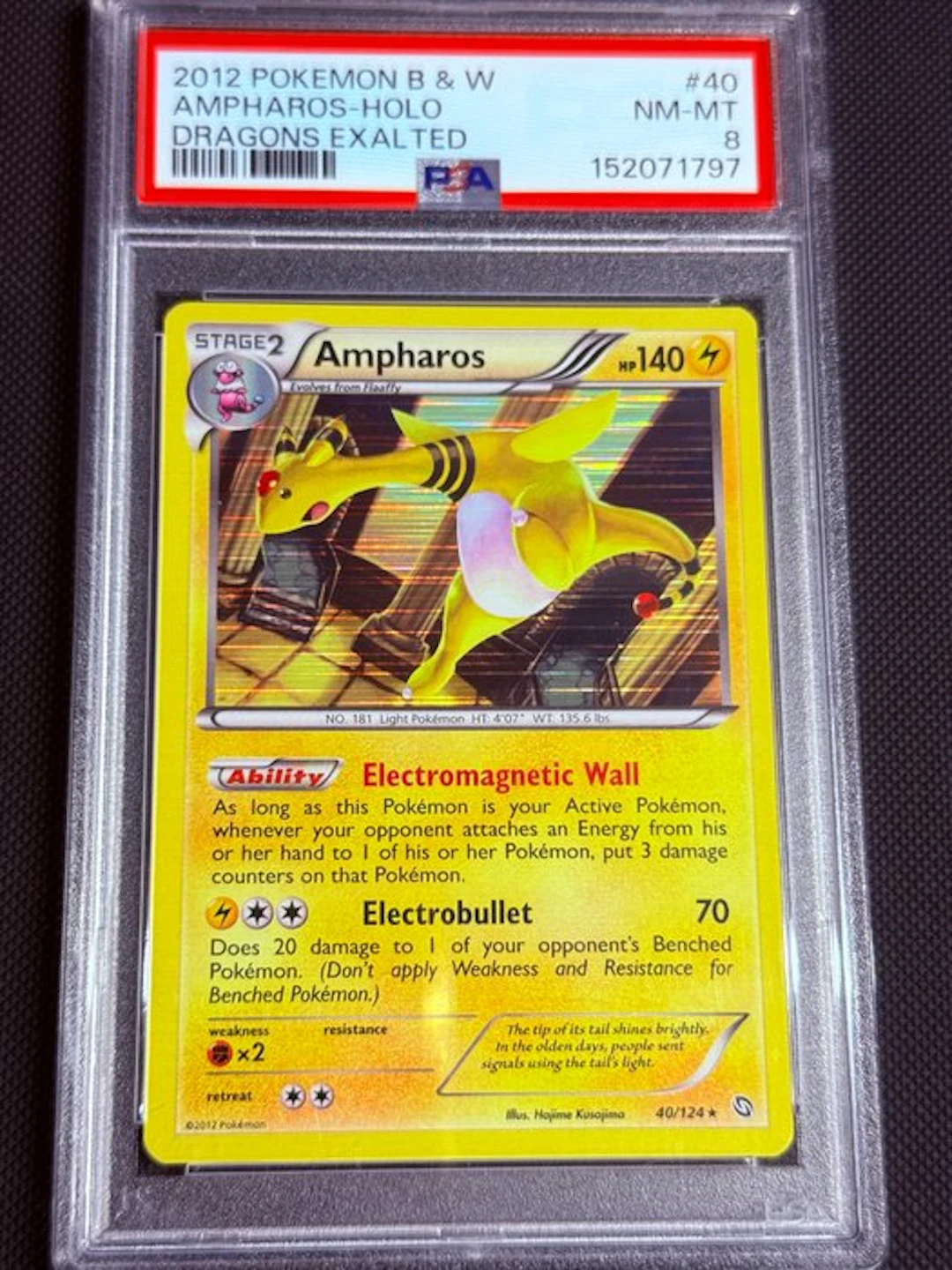 Pokémon - 1 Graded card - Ampharos 40/124 Foil, Holo - PSA 8 - Black & White