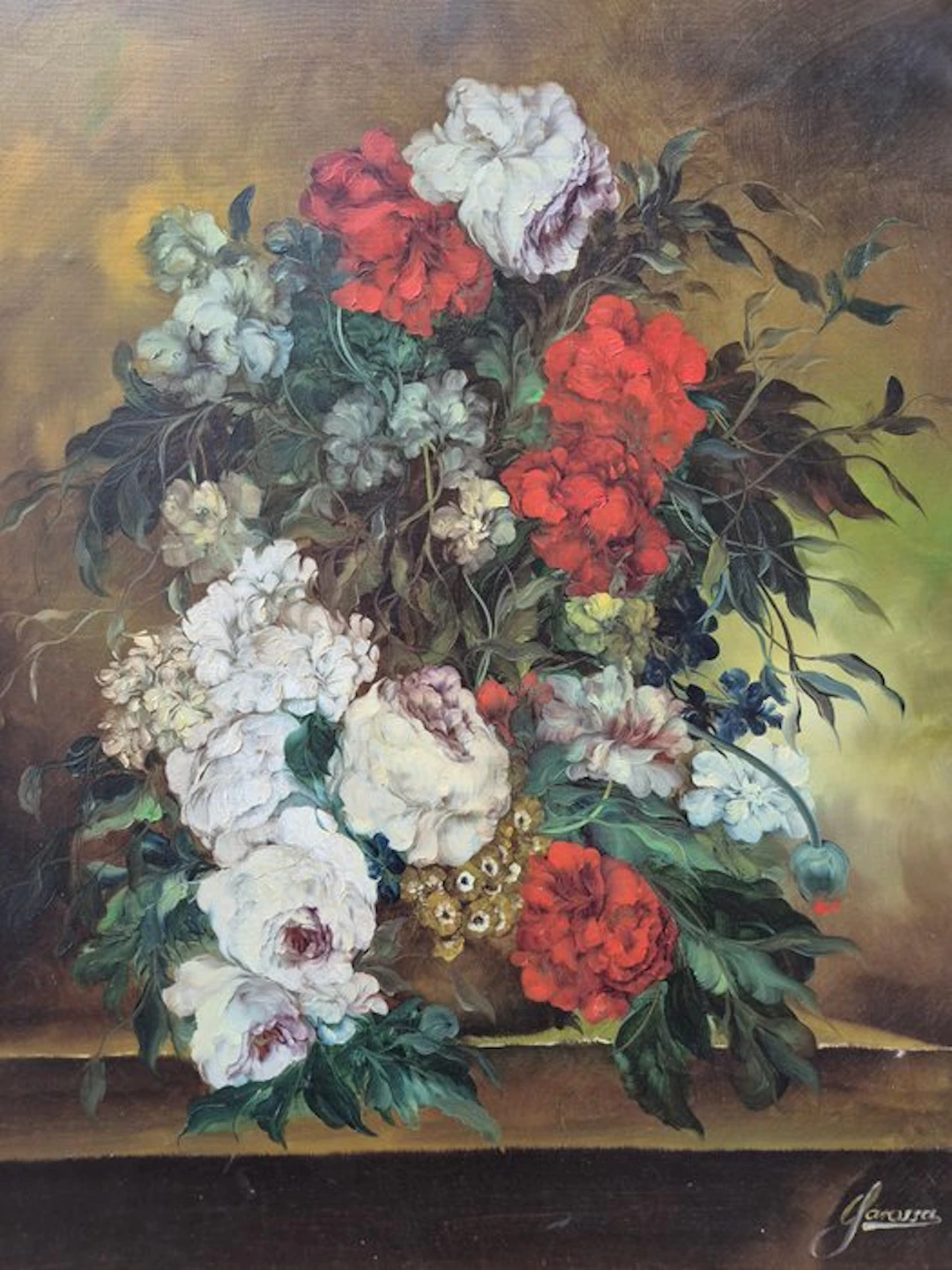 Heinrich Garossa (1902–?) - Blumenstillleben mit Rosen