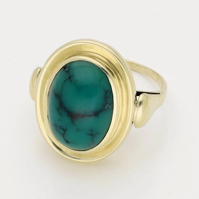 Ring - 14 kt. Yellow gold - Nefriet Jade