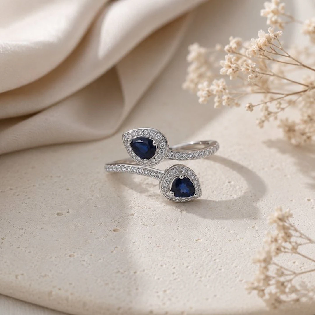 No reserve price - Ring Gold-plated Sapphire - 18kt Gold Plated