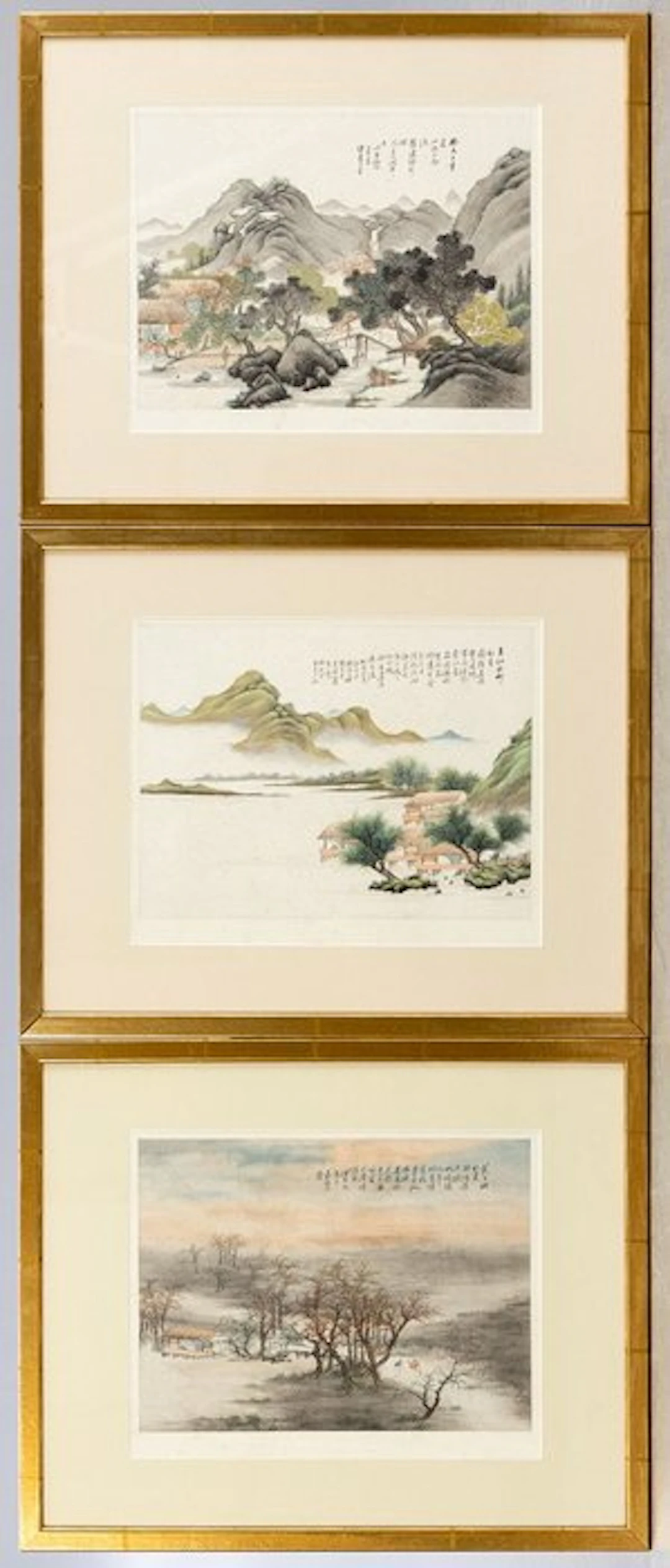 CHINESISCHER KÜNSTLER. 3 sheets, mountain landscape, 20. Jh. (3).