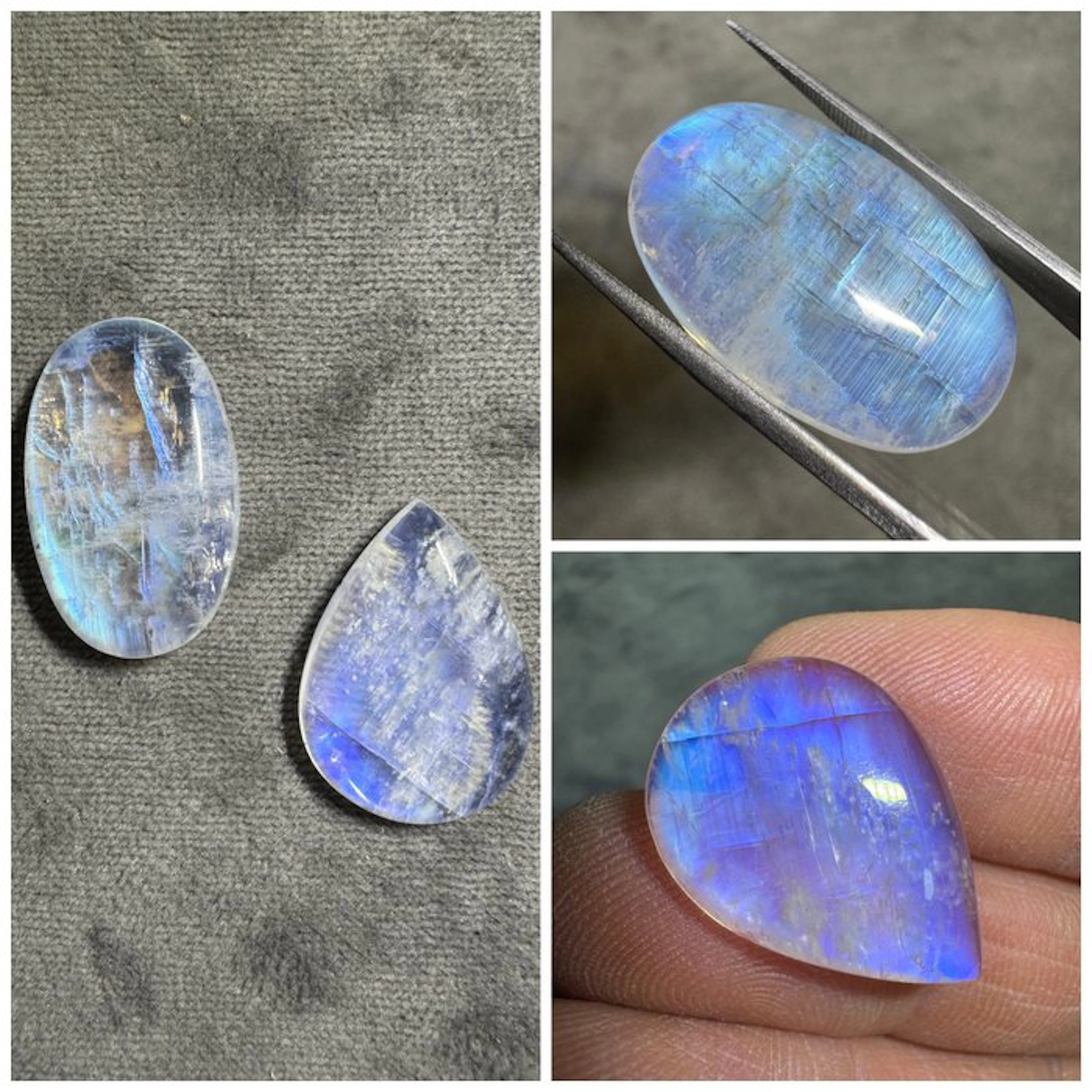 Lot of 2 Moonstone Cabochons - 37.03 carats Cabochon- 7.41 g