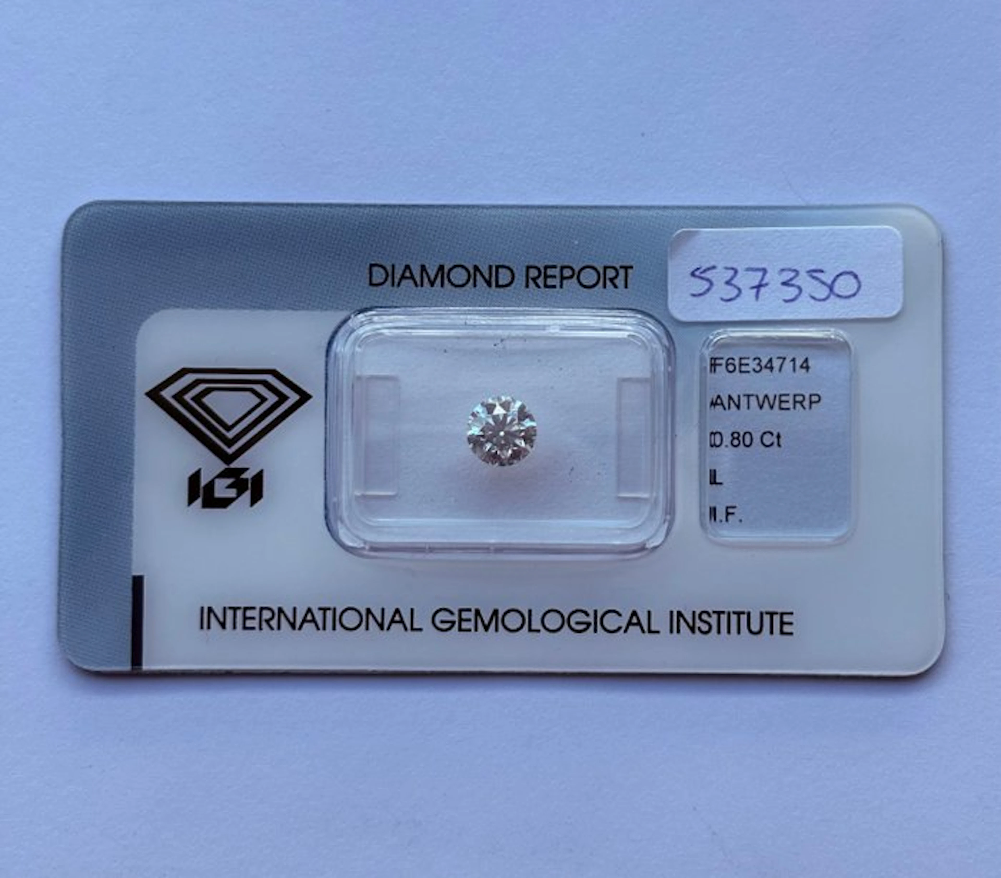 1 pcs Diamond (Natural) - 0.80 ct - Round - L - IF...
