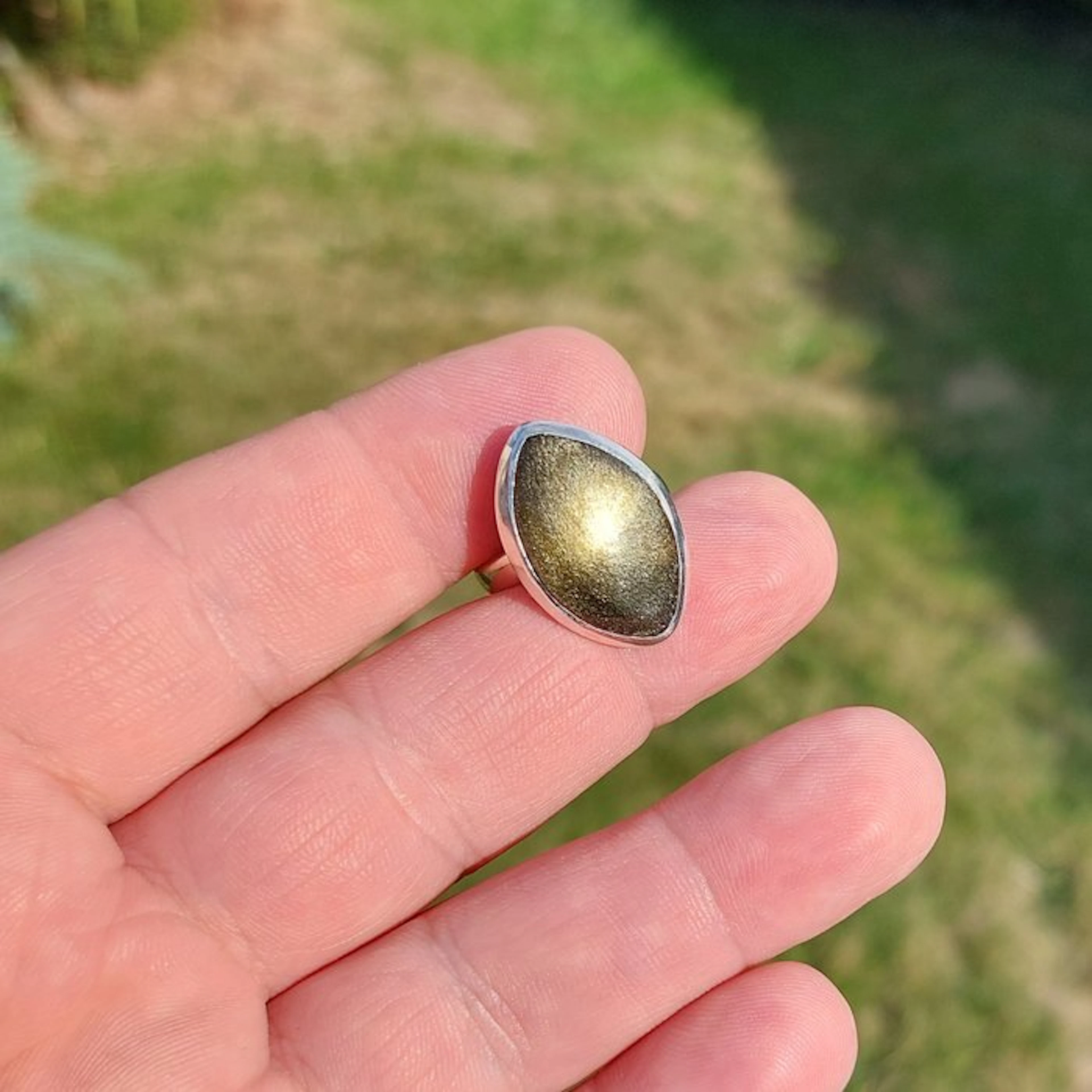 Golden obsidian ring