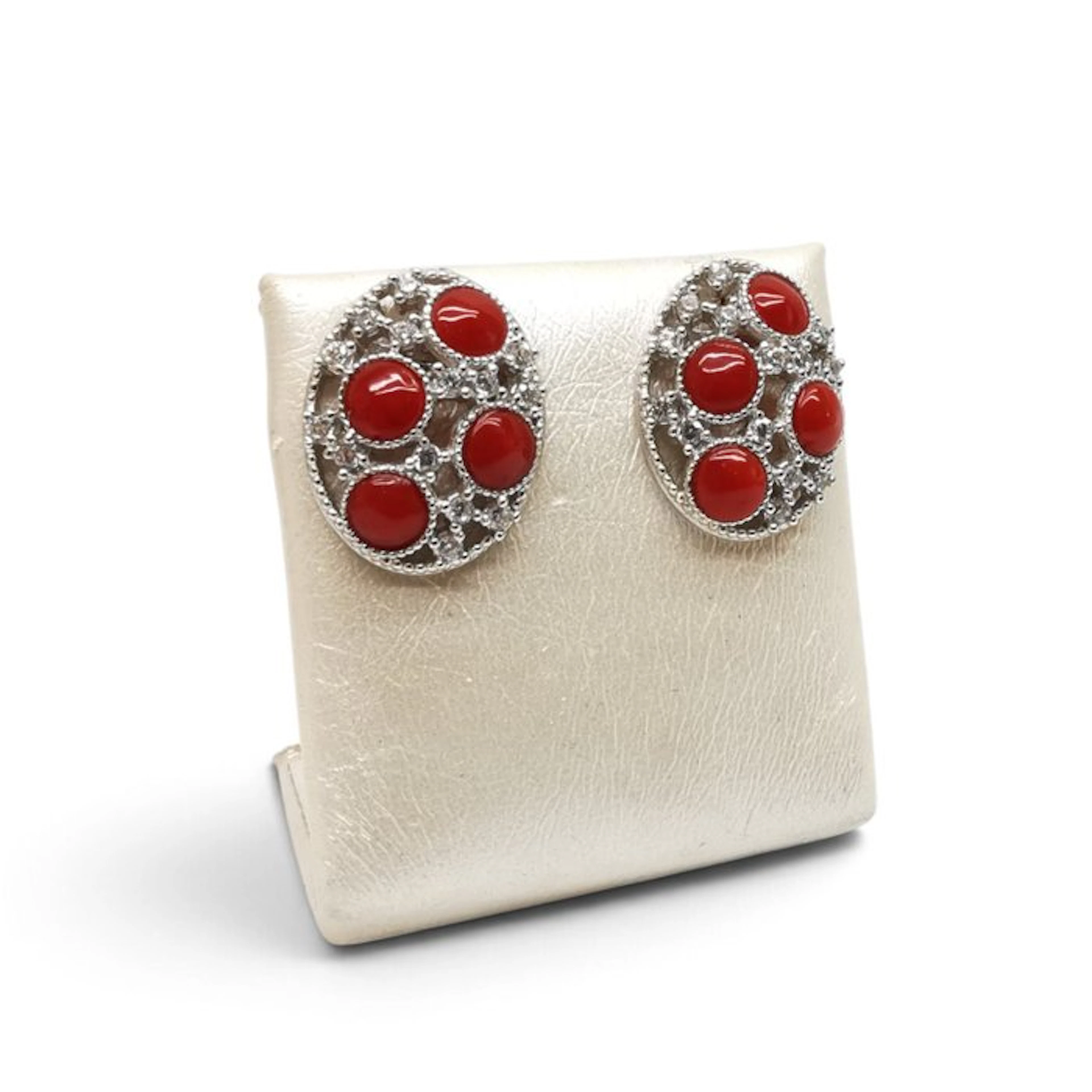 Coral - Silver - Earrings - Italian craftsmanship