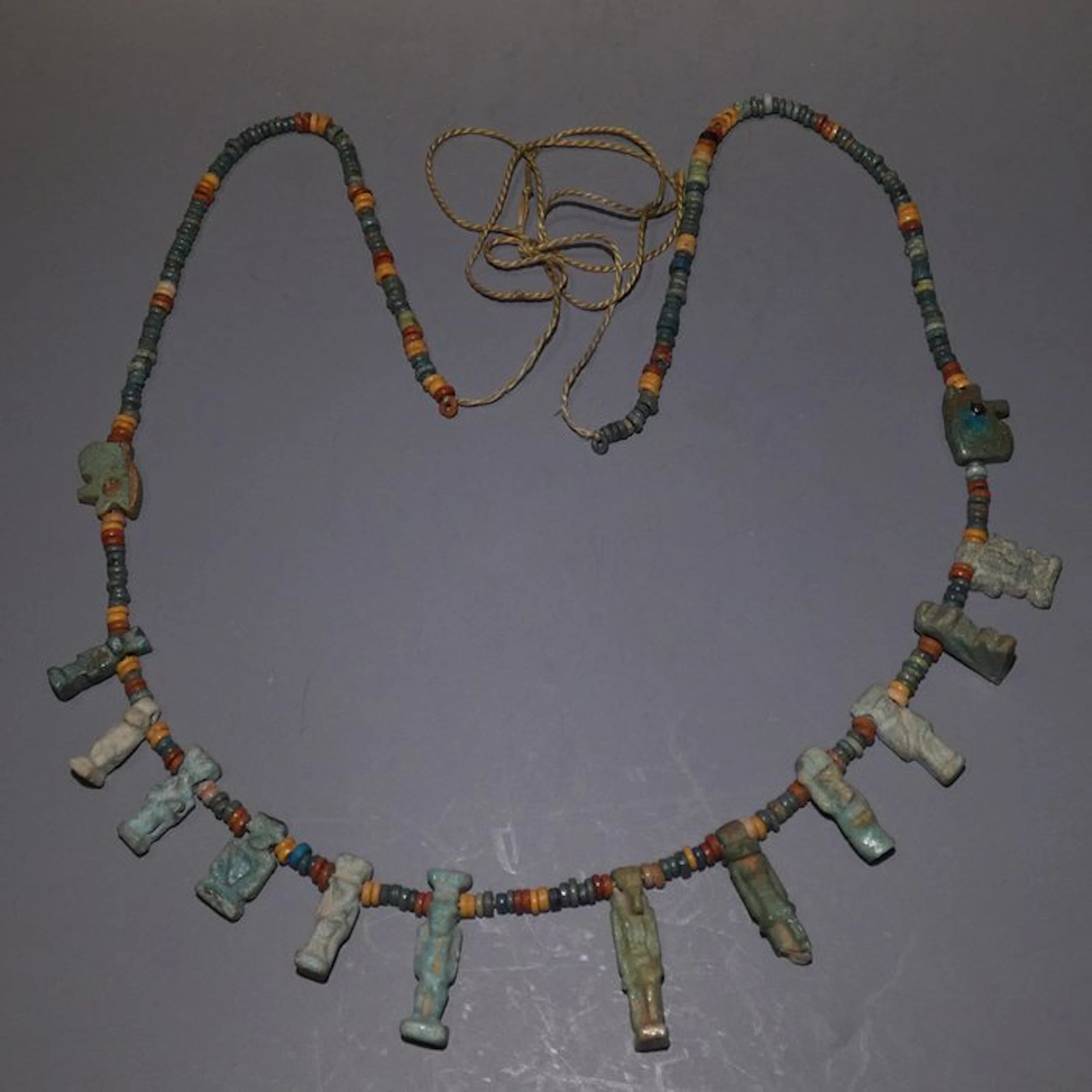 Ancient Egyptian Faience Necklace with god amulets