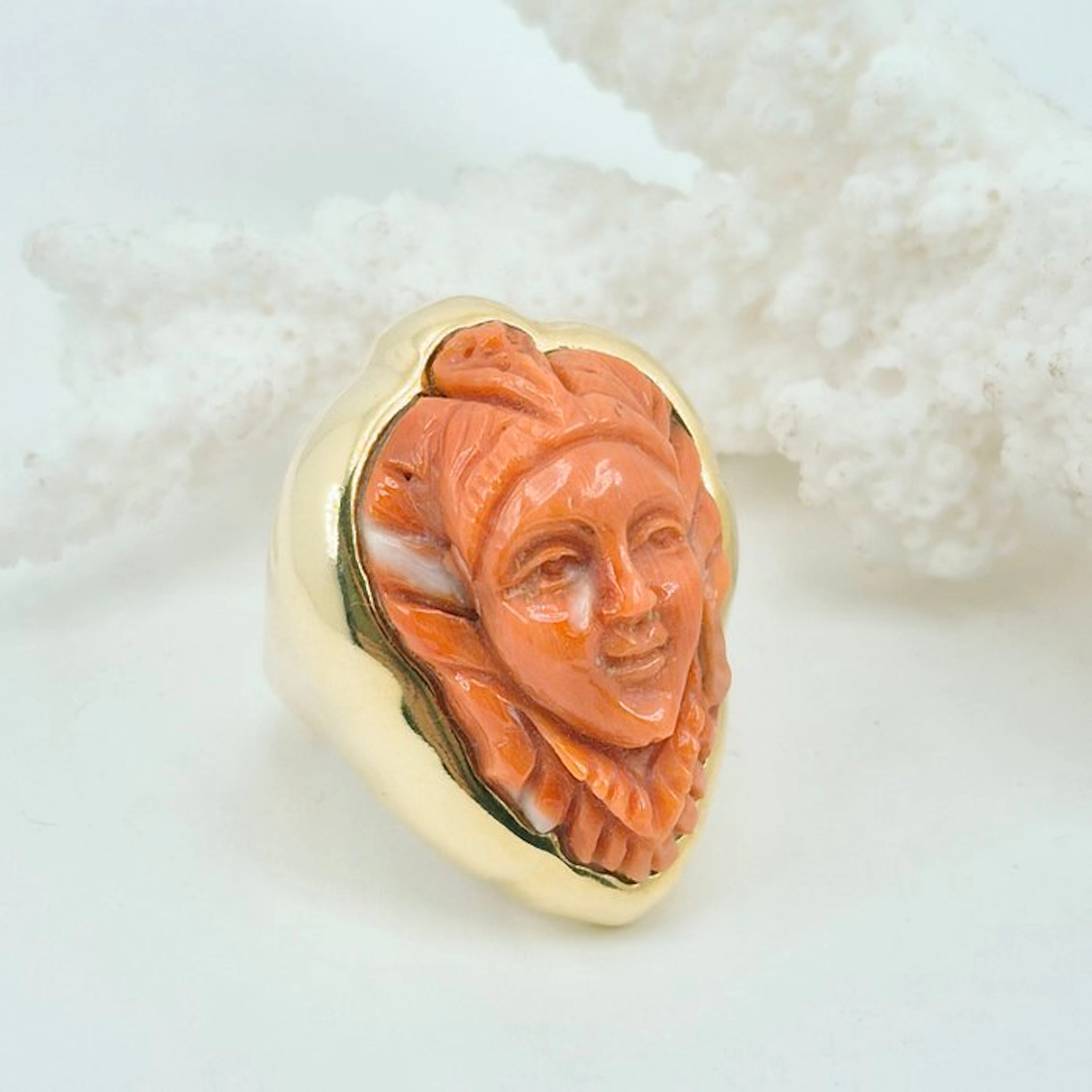 Coral - Silver, Gold-plated - Ring - Corallo Cerasuolo