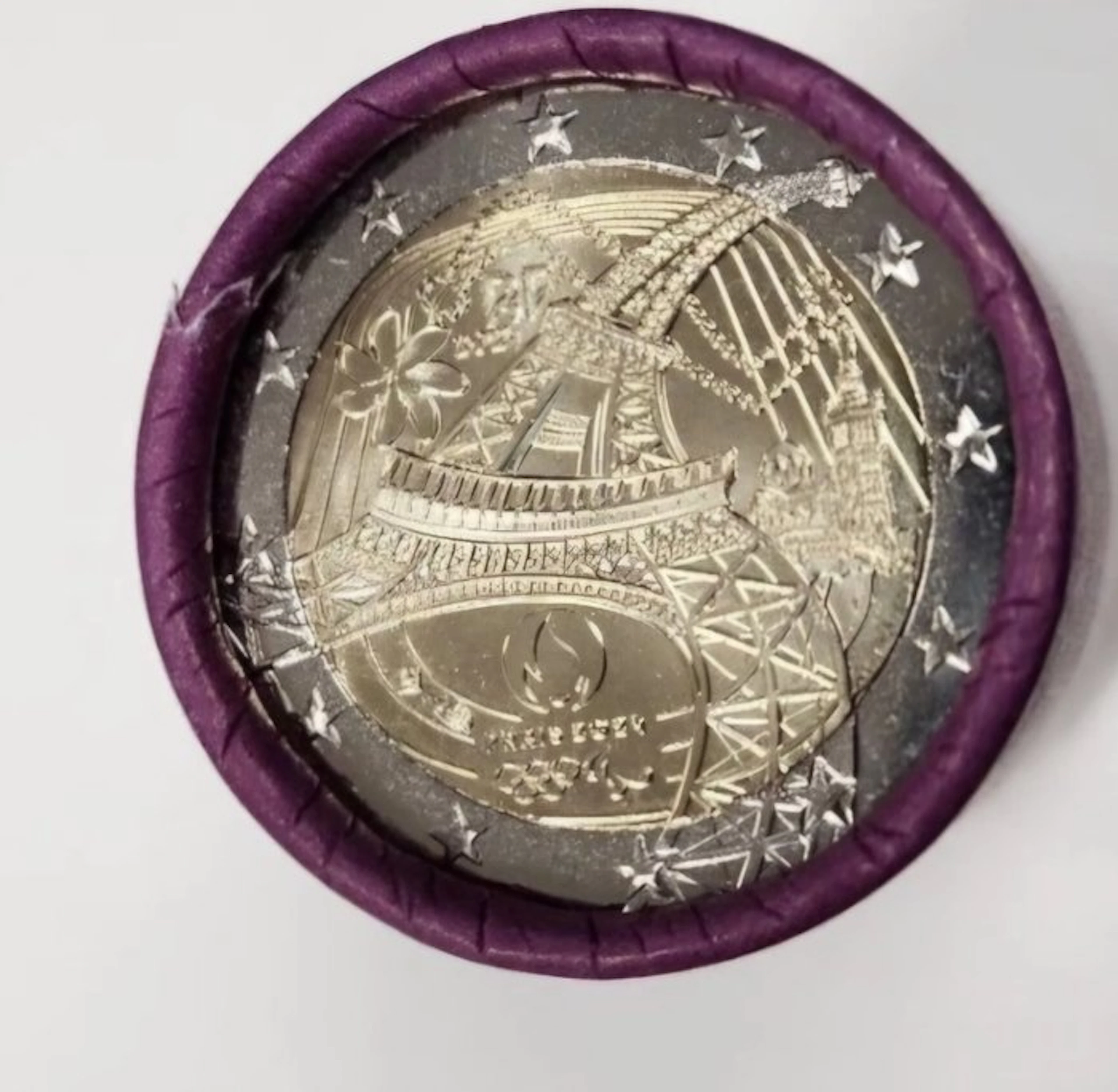 France. 2 Euro 2024 "La Tour Eiffel Danse" (25 coins) in Roll (No