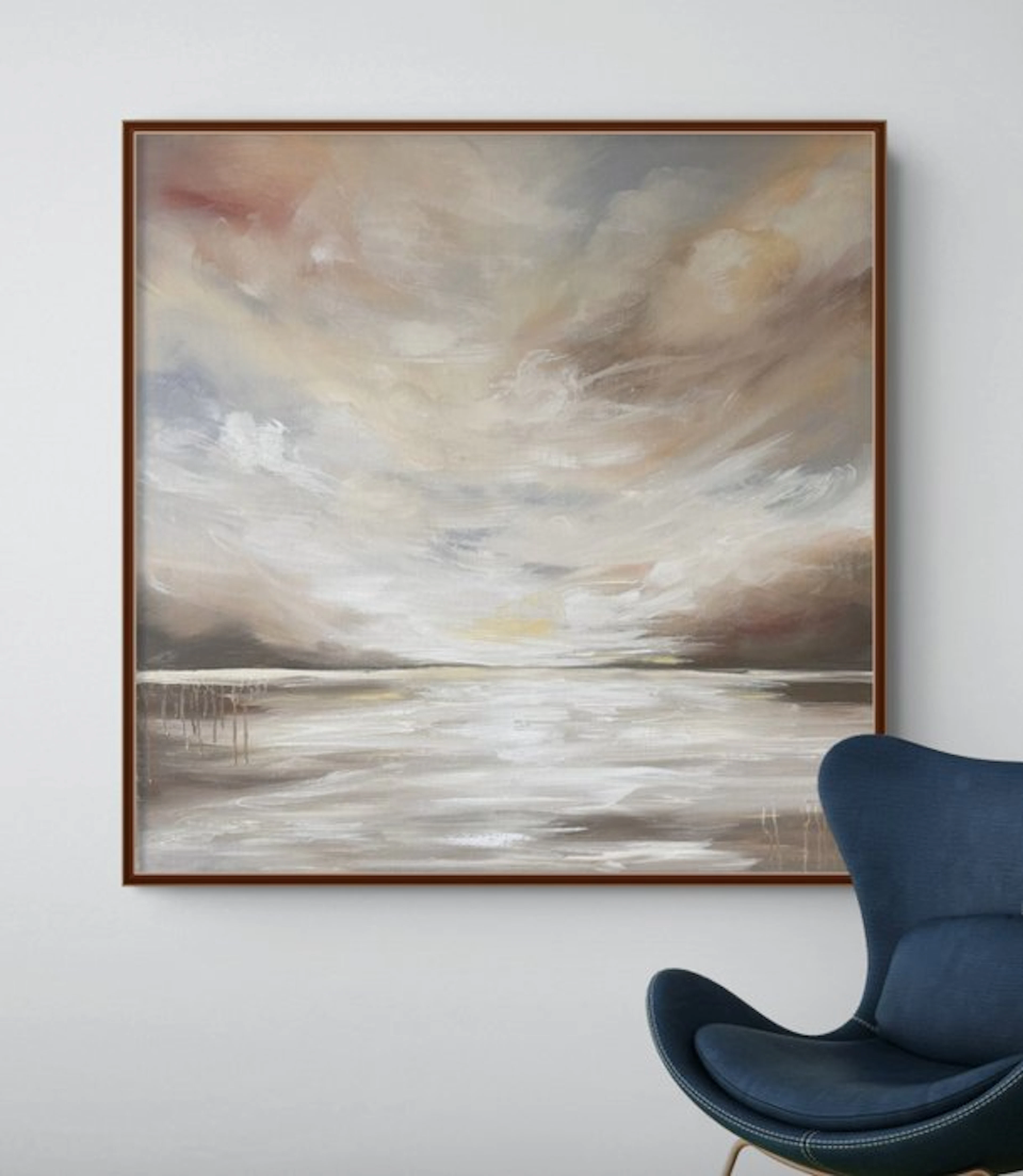 Irina Morisch - Calm reflections Nr.13 - square seascape on linen-