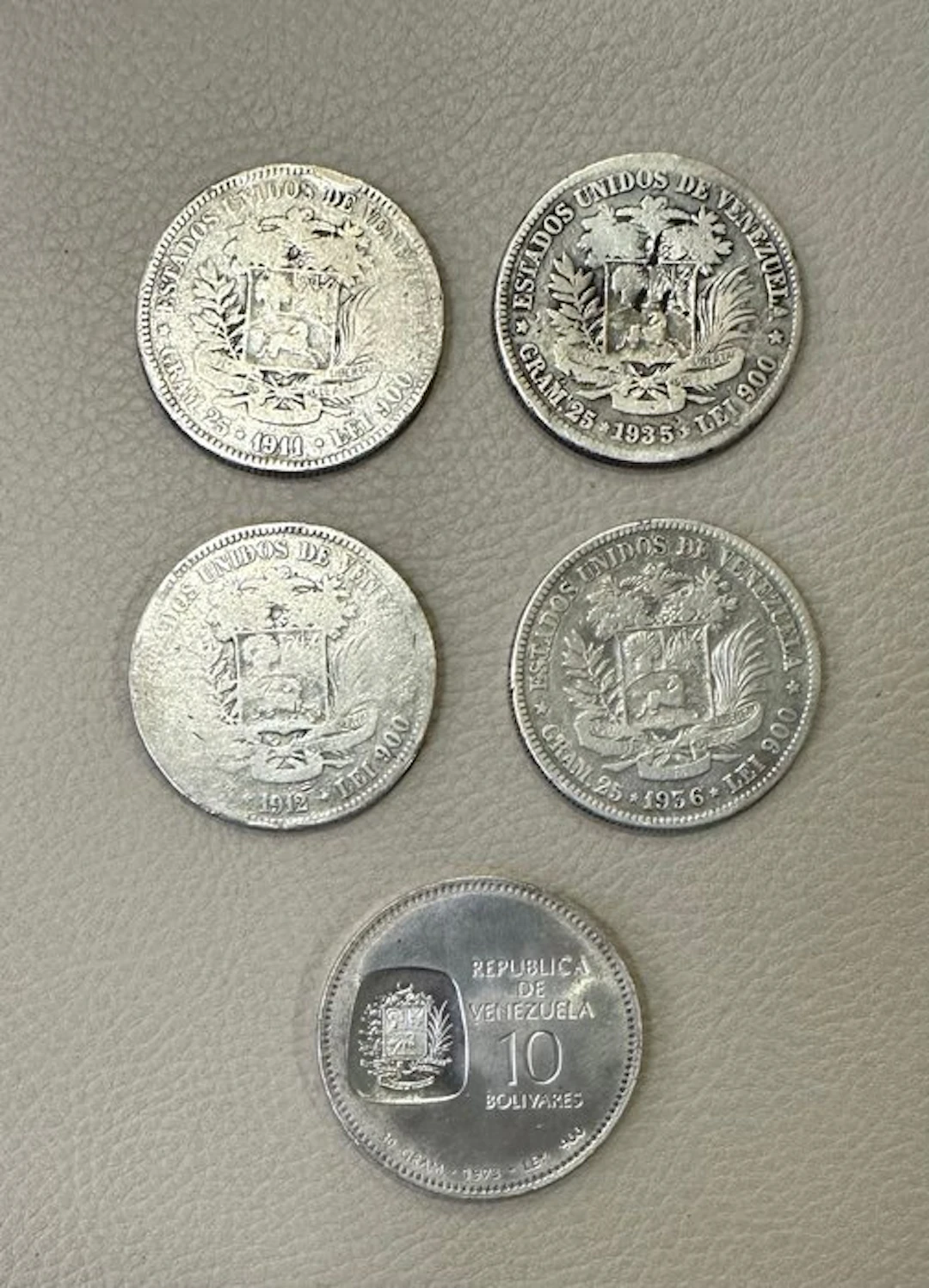 Venezuela. 5 Bolivares / 10 Bolivares 1911/1973 (5 monete)