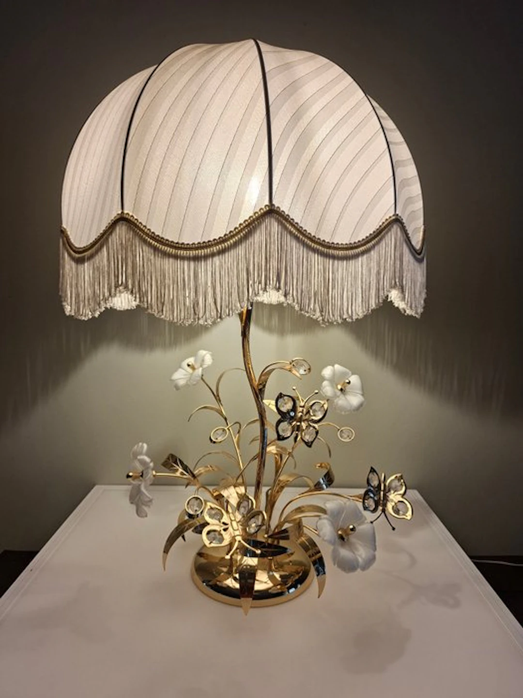 Italiaanse florale tafellamp met Murano-glazen bloemen