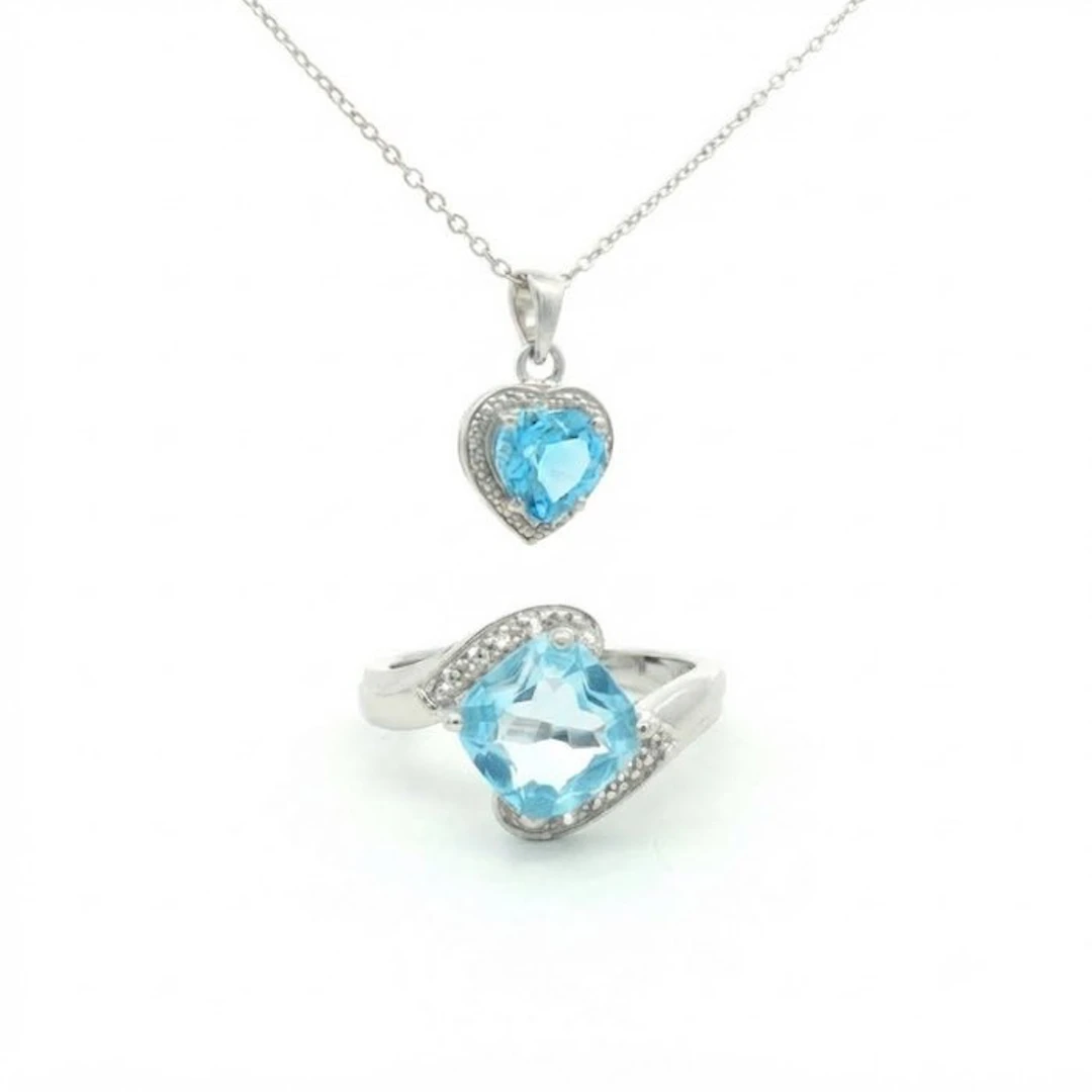 No reserve price - 2 piece jewellery set Silver - 4.44ct