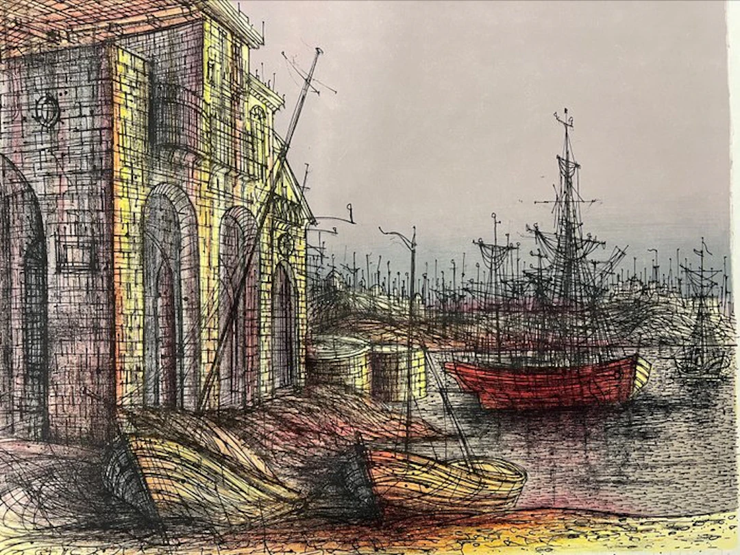 Jean Carzou (1907-2000) - Bateau devant un palais