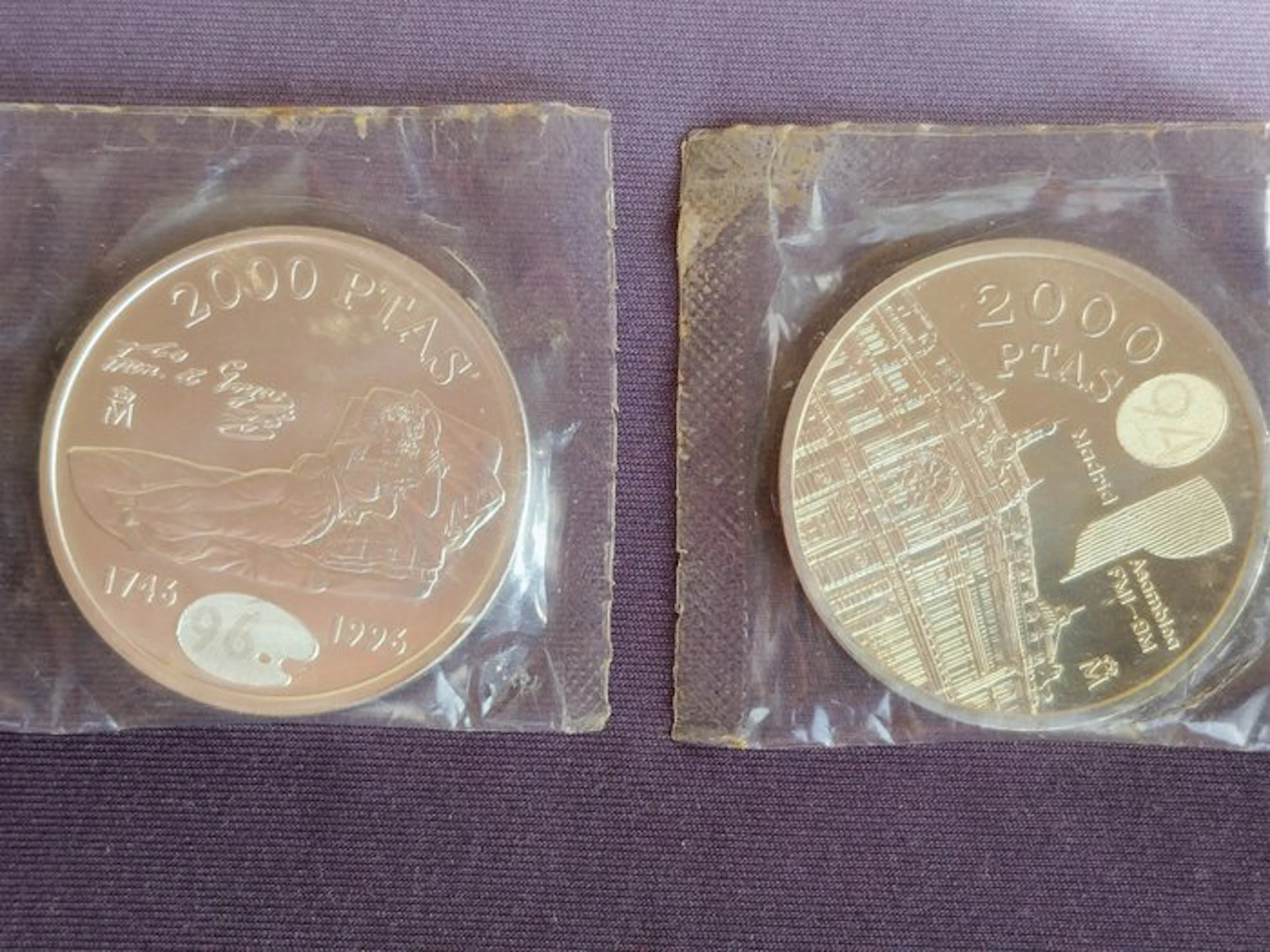 Spain. 2000 Ptas Spain - Lot of 2 Silver Coins: 2000...