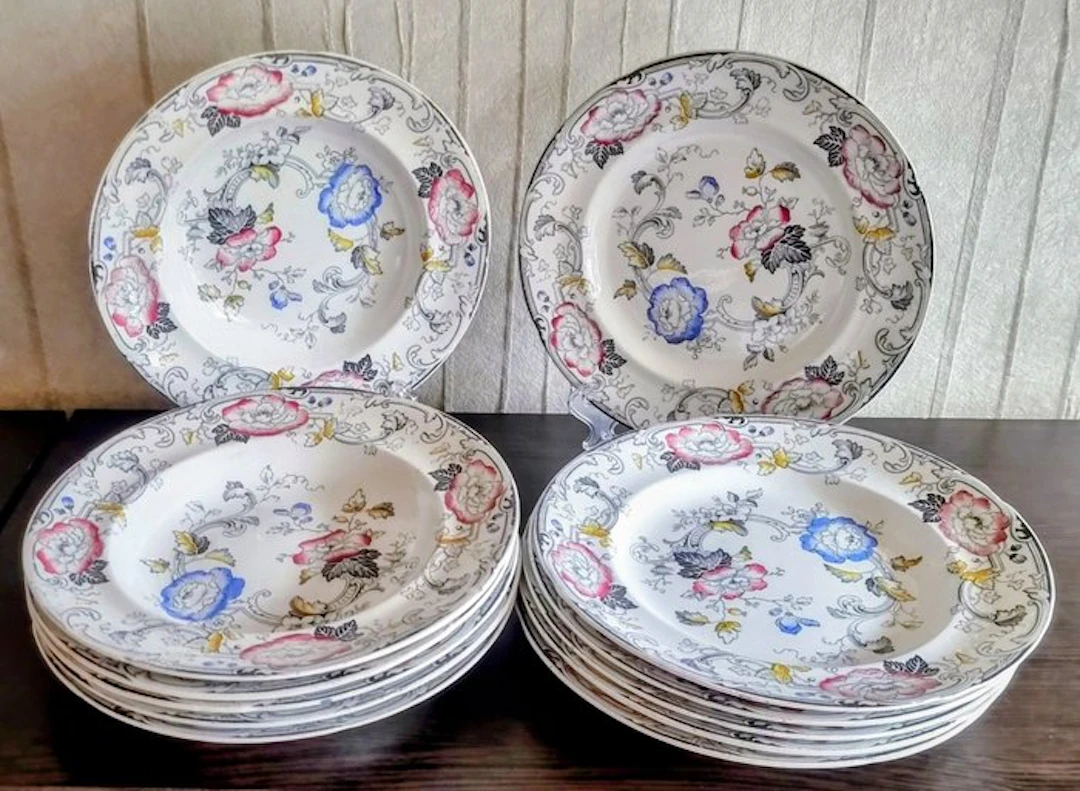 Francis Morley - Dinner service (12) - California - Earthenware - 180 years old