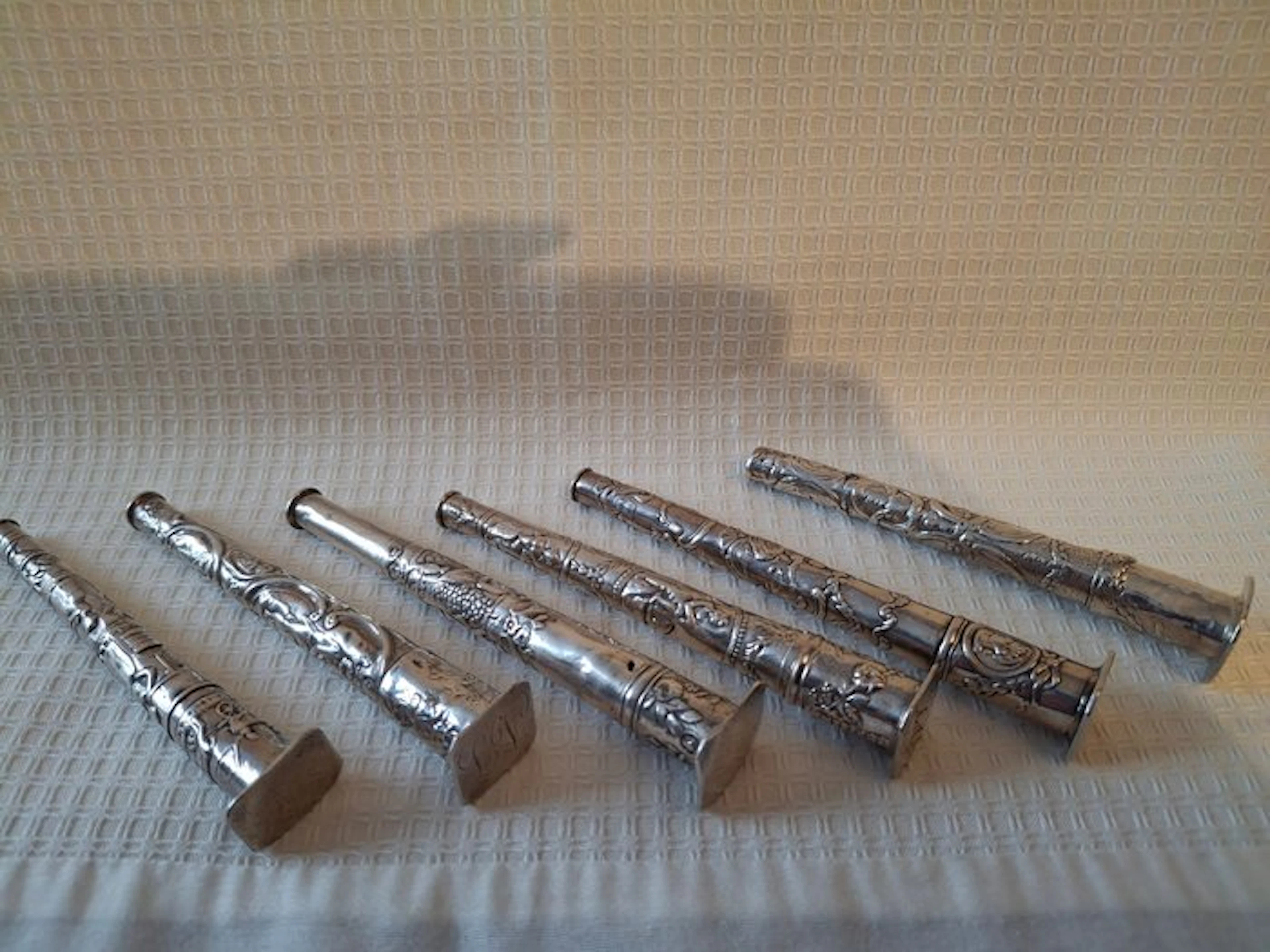 Needle case (6) - Six antique Dutch silver needle cases...