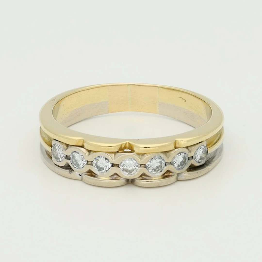 Ring - 18 kt. Yellow gold, White gold Diamond (Natural)