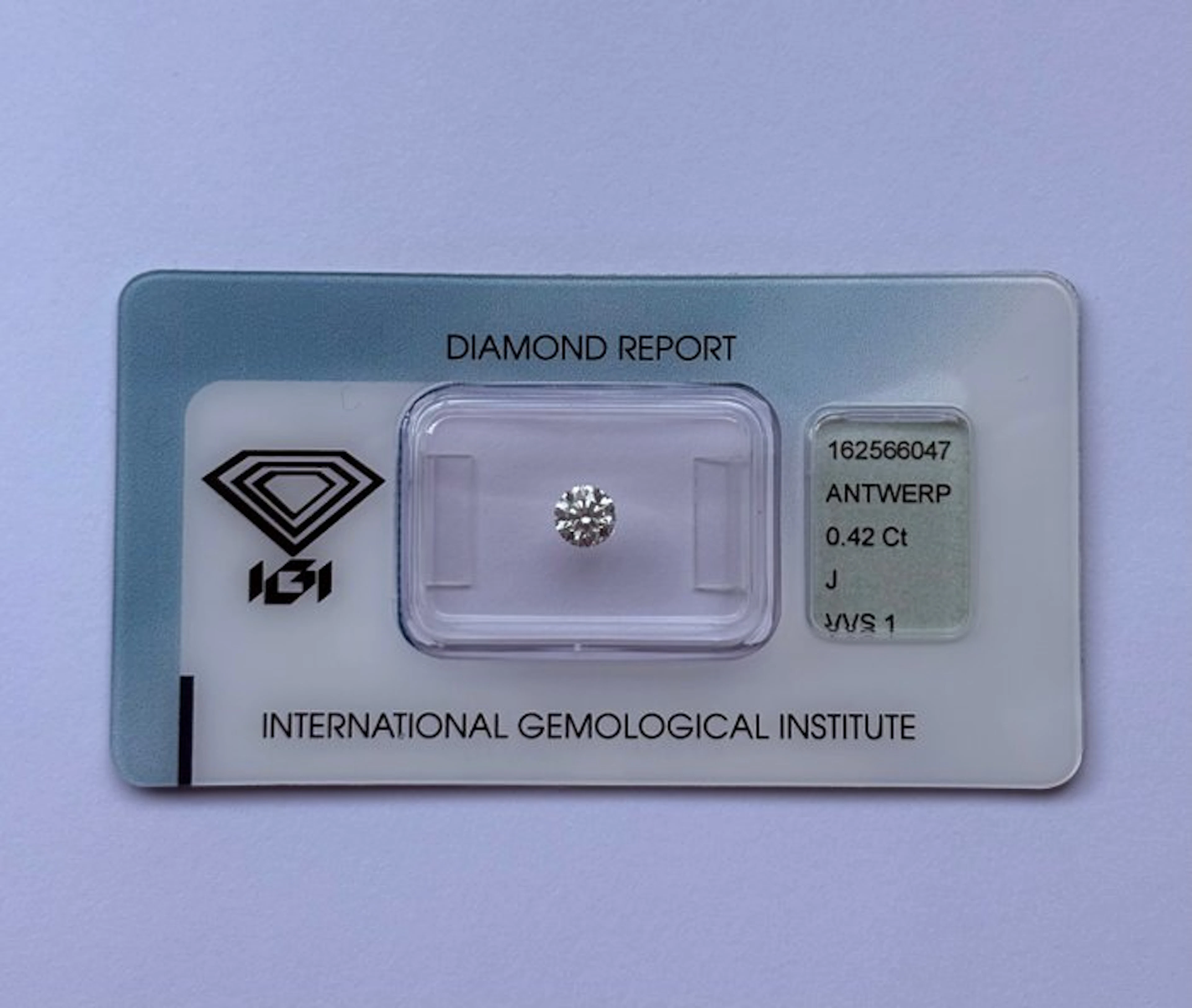 1 pcs Diamond (Natural) - 0.42 ct - Round - J - VVS1...