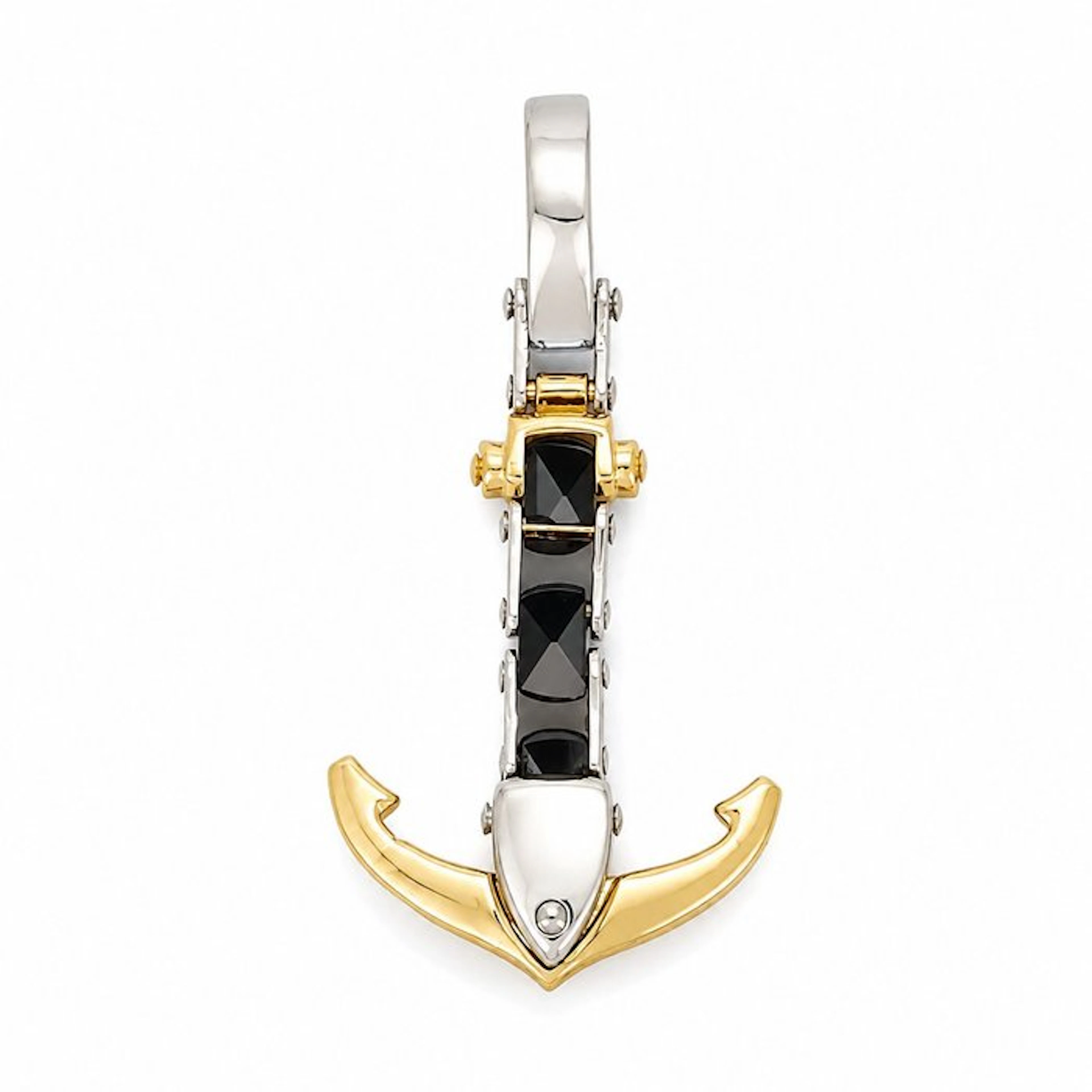 Pendant - 18 kt. White gold, Yellow gold Onyx - Made in Italy - Handmade