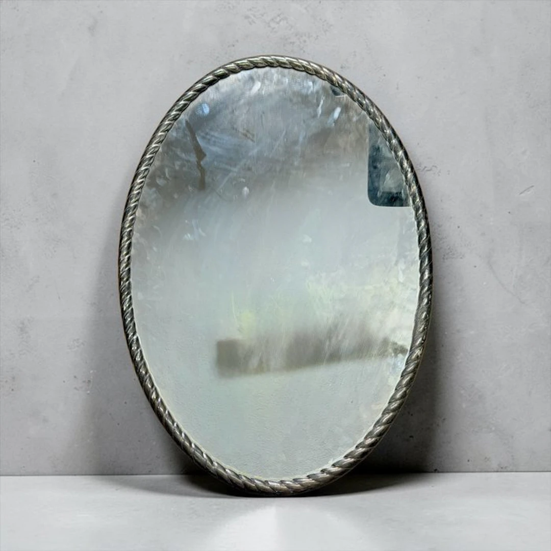 Estilo Maison Baguès - Mirror- Design of Reeds - Bronze, Wood - oval